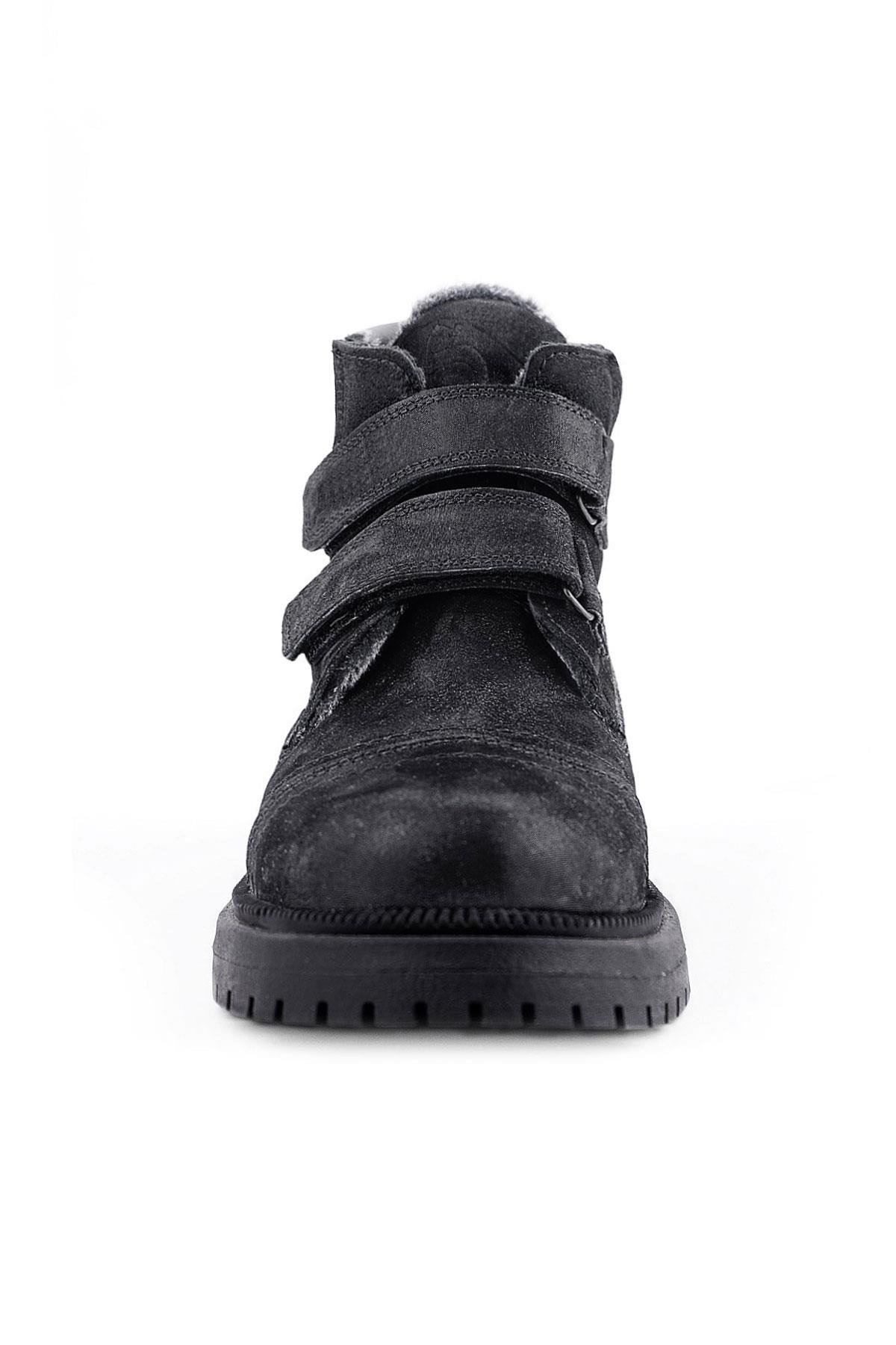 Siyah Simli Cırt Cırtlı Hakiki Deri Kız Çocuk Bot - Görsel 5