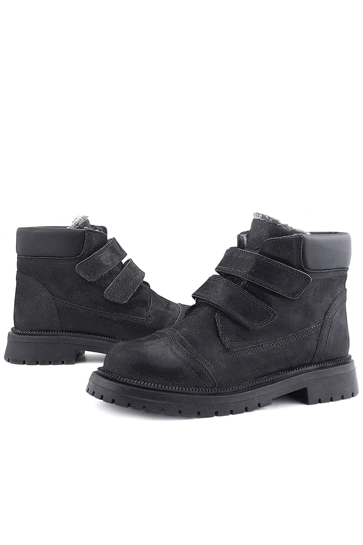 Siyah Simli Cırt Cırtlı Hakiki Deri Kız Çocuk Bot - Görsel 9