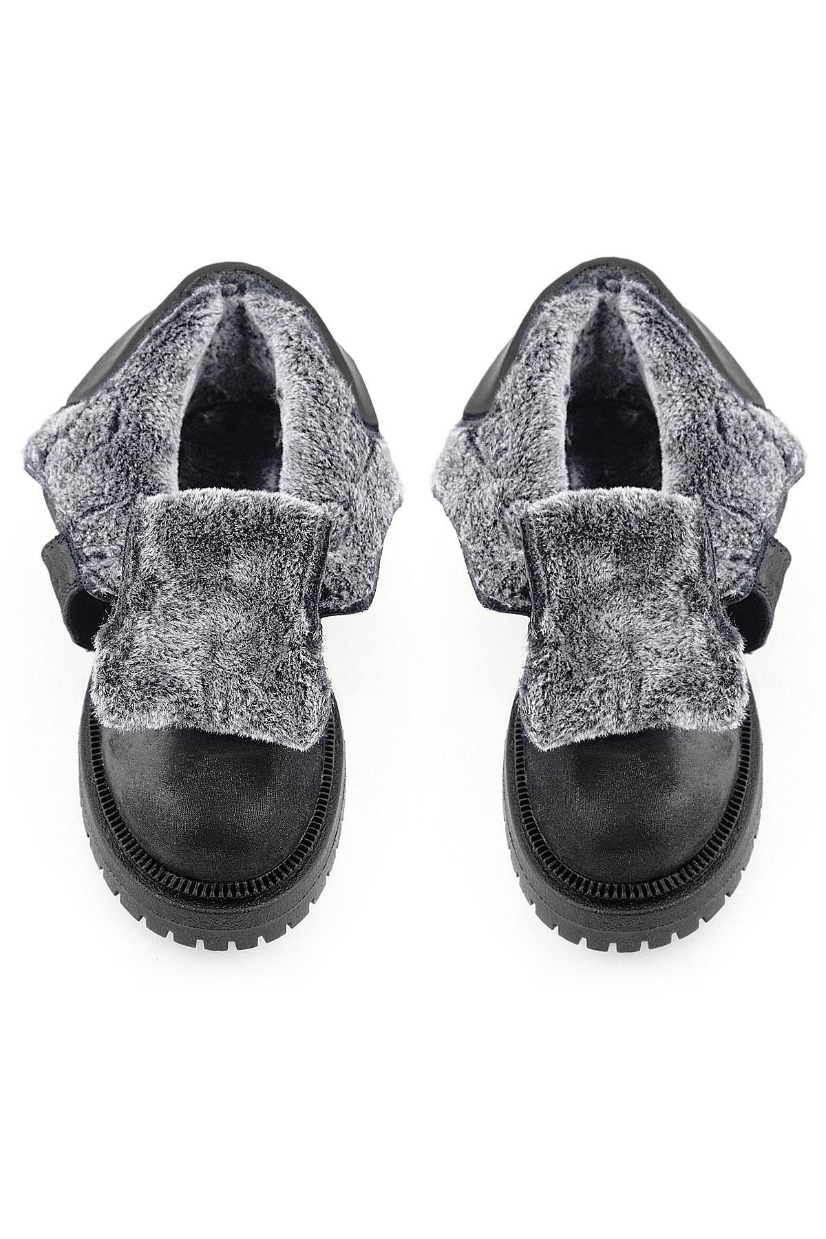 Siyah Simli Cırt Cırtlı Hakiki Deri Kız Çocuk Bot - Görsel 10