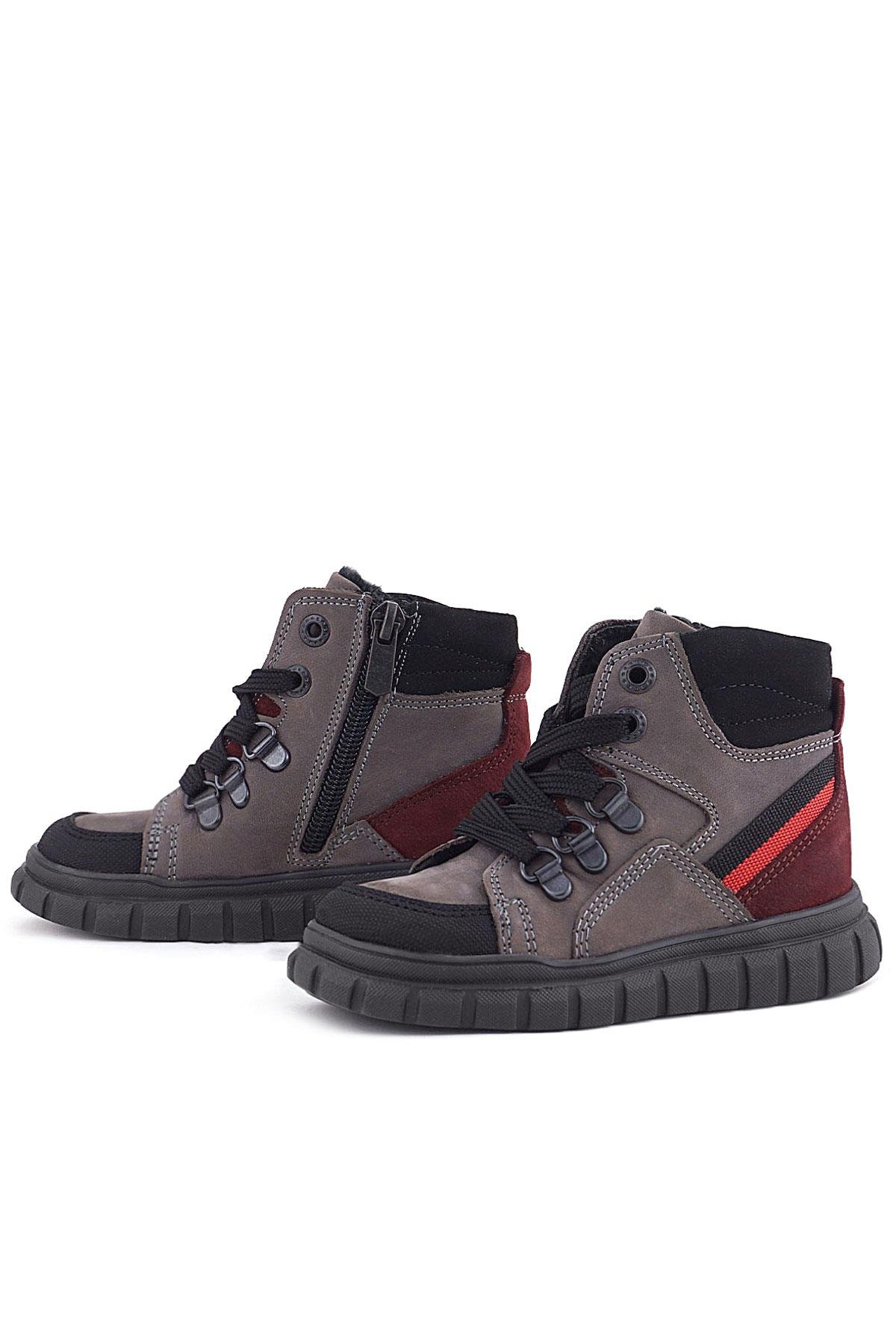 Hakiki Deri Gri Siyah Fermuarlı Erkek Bebek Bot - Görsel 8