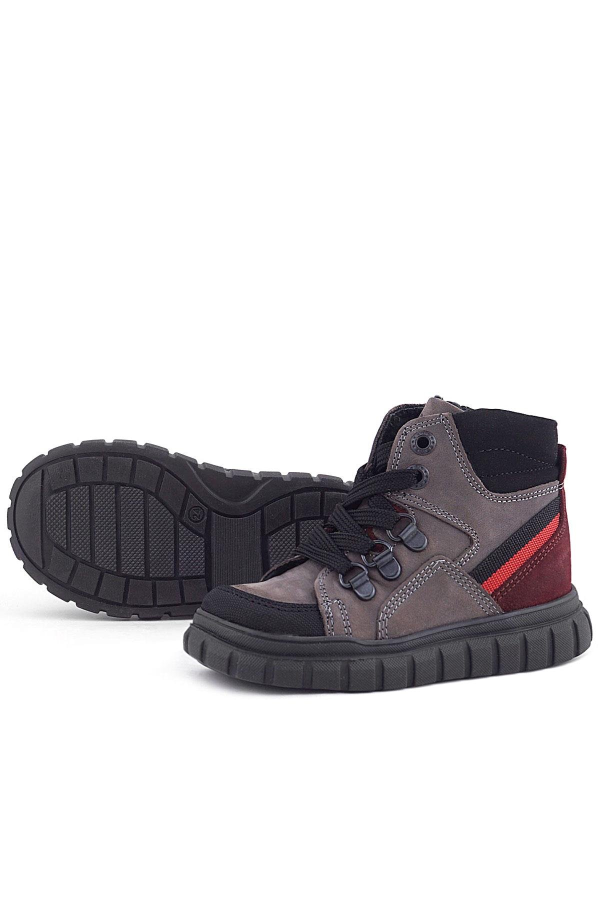 Hakiki Deri Gri Siyah Fermuarlı Erkek Bebek Bot - Görsel 9