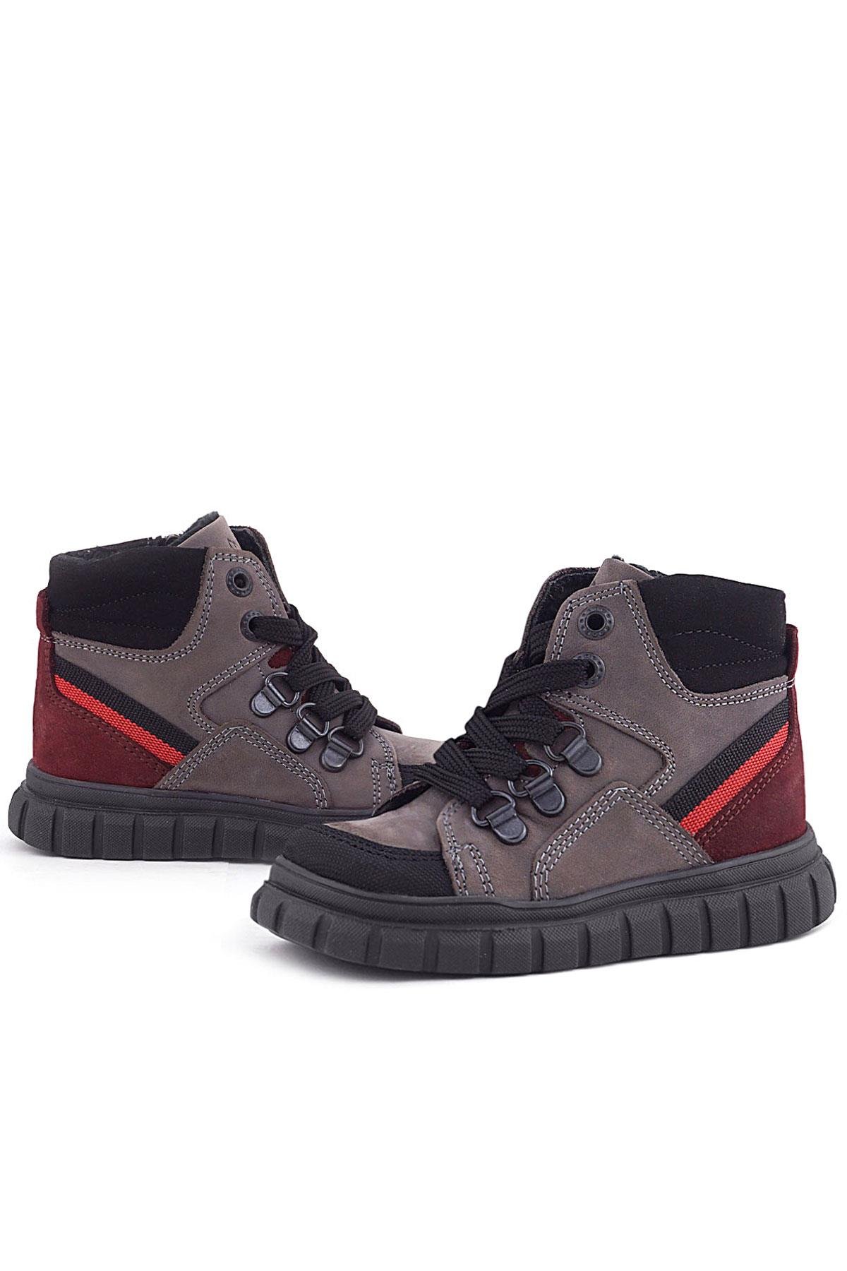 Hakiki Deri Gri Siyah Fermuarlı Erkek Bebek Bot - Görsel 10