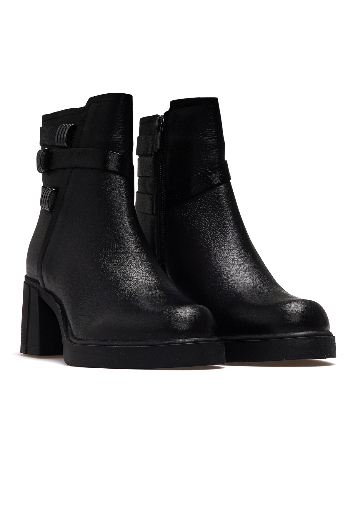 Kadın Hakiki Deri Topuklu Günlük Bot 25k 2553102k Z Siyah - Görsel 6