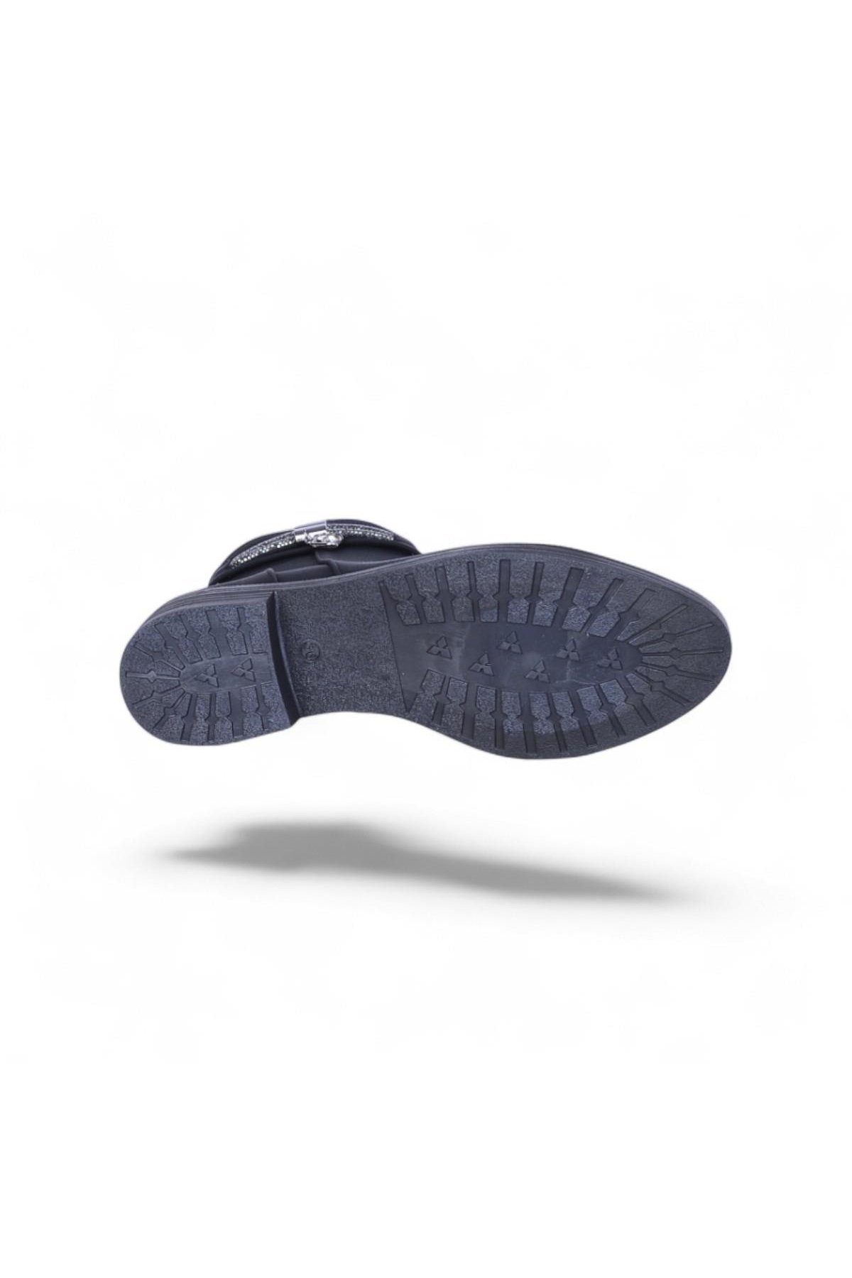 A4 Siyah Nubuk Kadın Düz Bot - Görsel 5