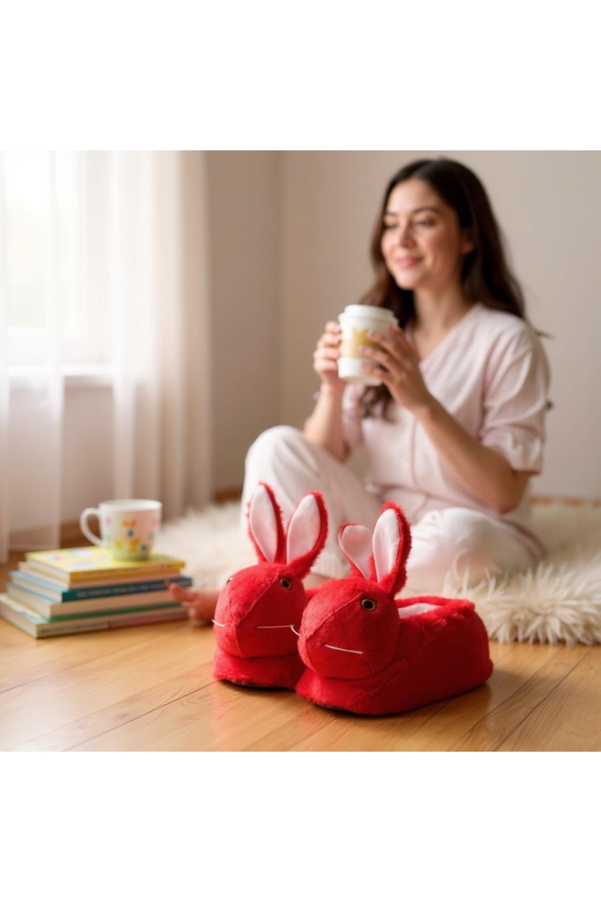 Kadın Kız Çocuk Kombin Hayvanlı Tavşanlı Panduf Ev Botu - Görsel 6