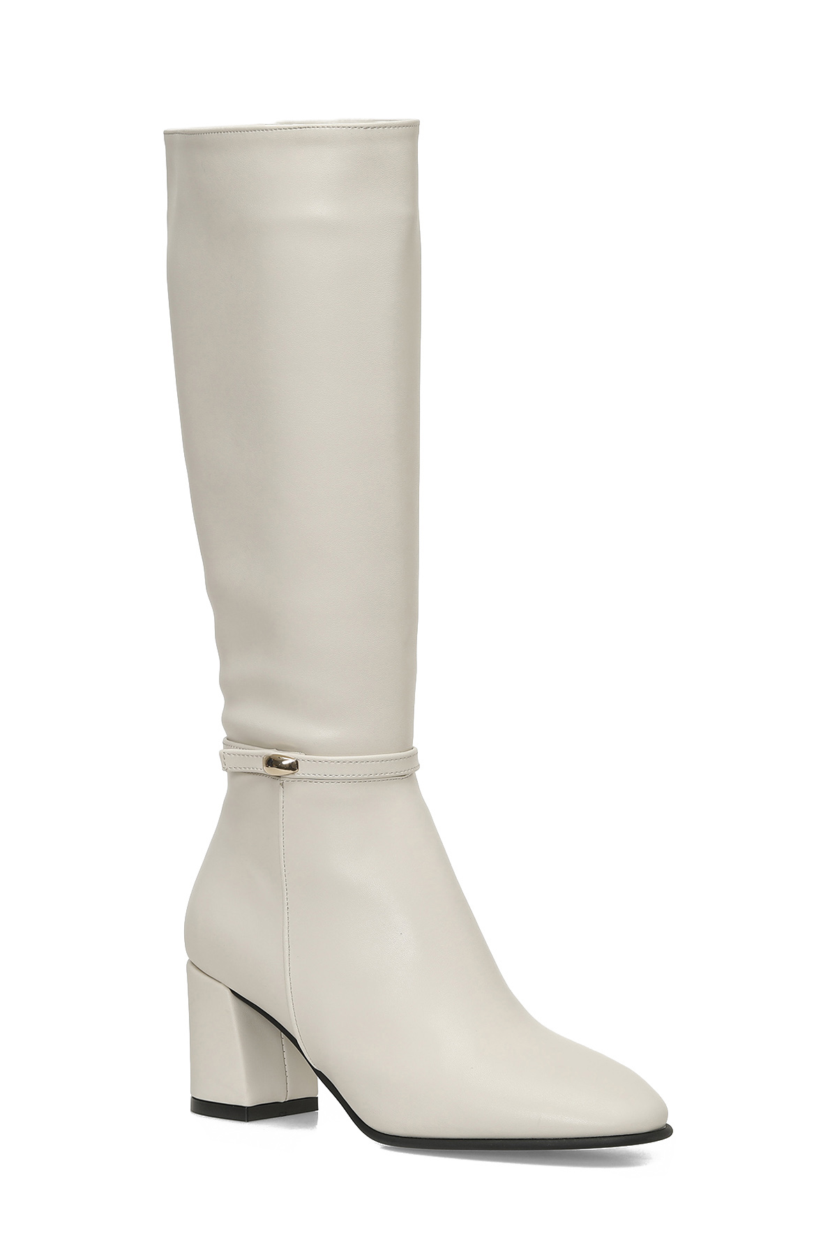 25K-7049 5PR Bej Kadın Topuklu Çizme - Görsel 3