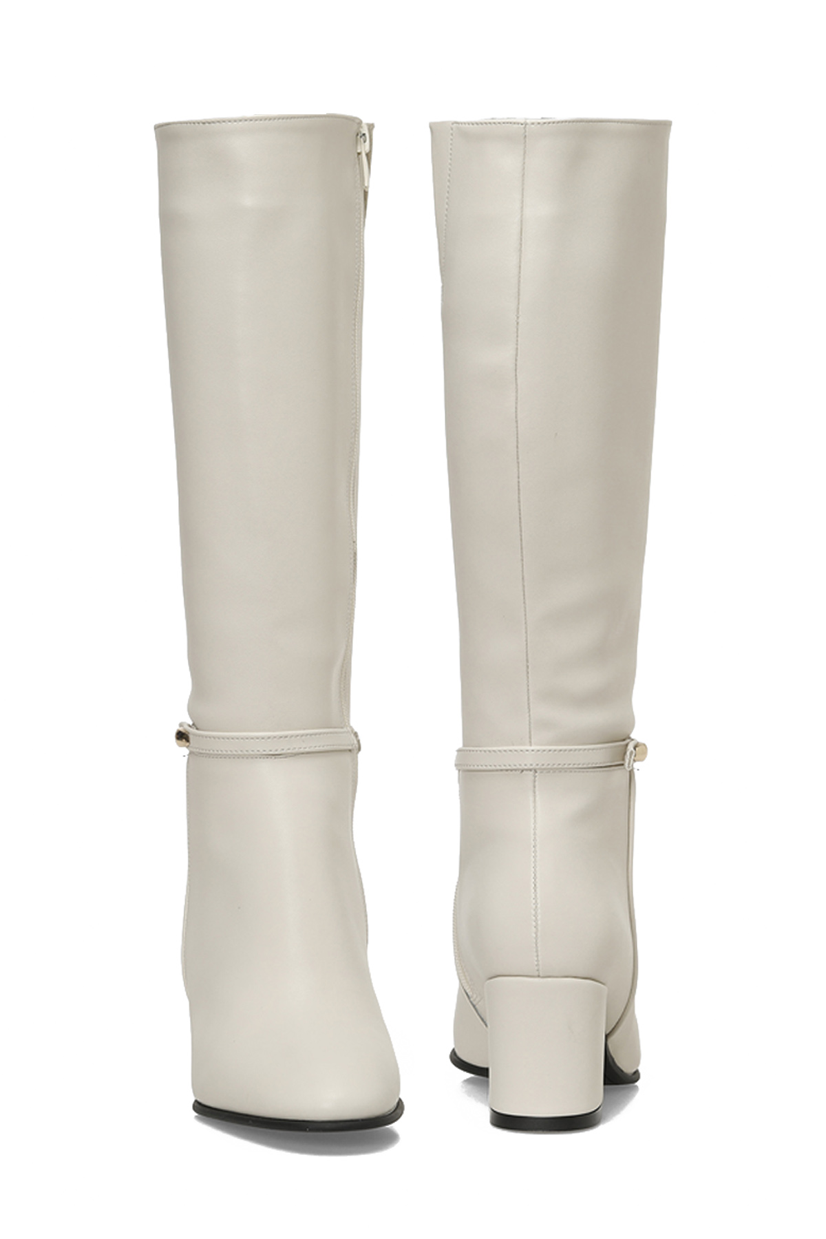 25K-7049 5PR Bej Kadın Topuklu Çizme - Görsel 5