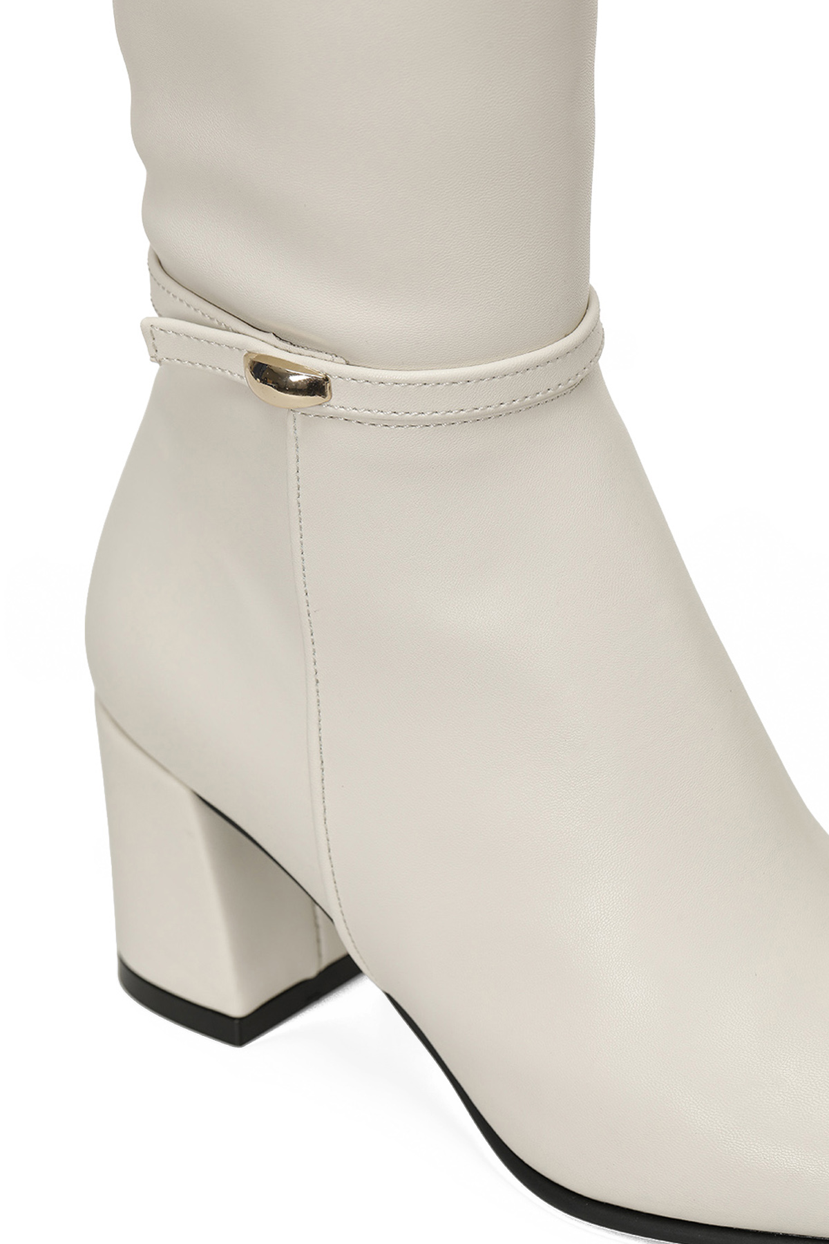 25K-7049 5PR Bej Kadın Topuklu Çizme - Görsel 7