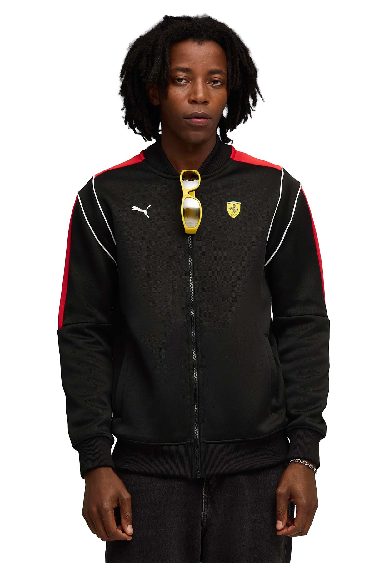 Ferrari MT7 Track Jacket Siyah Erkek Fermuarlı Sweatshirt