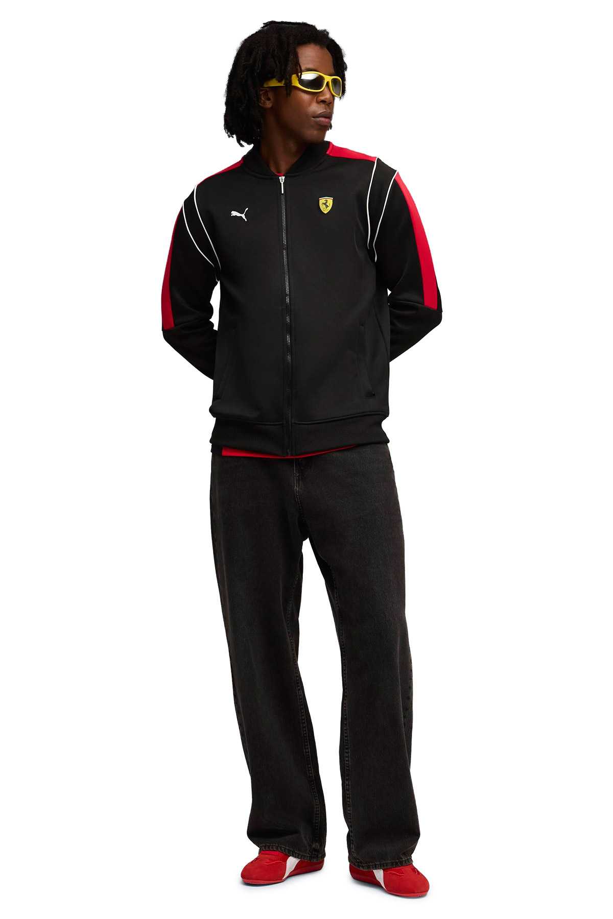 Ferrari MT7 Track Jacket Siyah Erkek Fermuarlı Sweatshirt