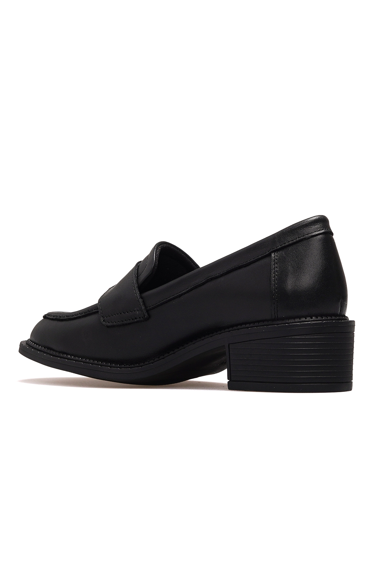 Kadın Hakiki Deri Topuklu Loafer Günlük Ayakkabı 25k D25ka-7210 Z Siyah - Görsel 4