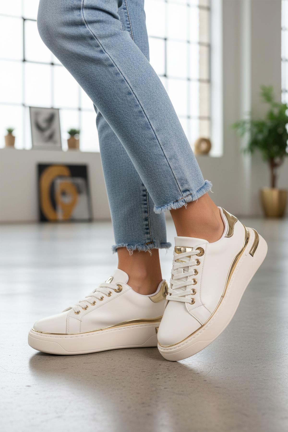Lady 029 Z Altın Detaylı Kadın Sneaker - Görsel 2