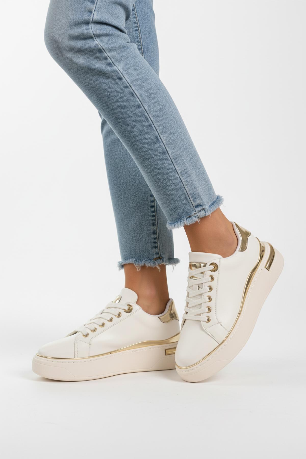 Lady 029 Z Altın Detaylı Kadın Sneaker - Görsel 4