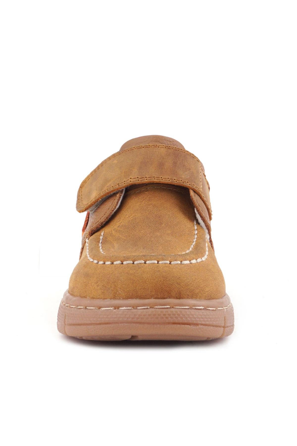 Hakiki Deri Taba Turuncu Cırt Cırtlı Bebek Bot - Görsel 4