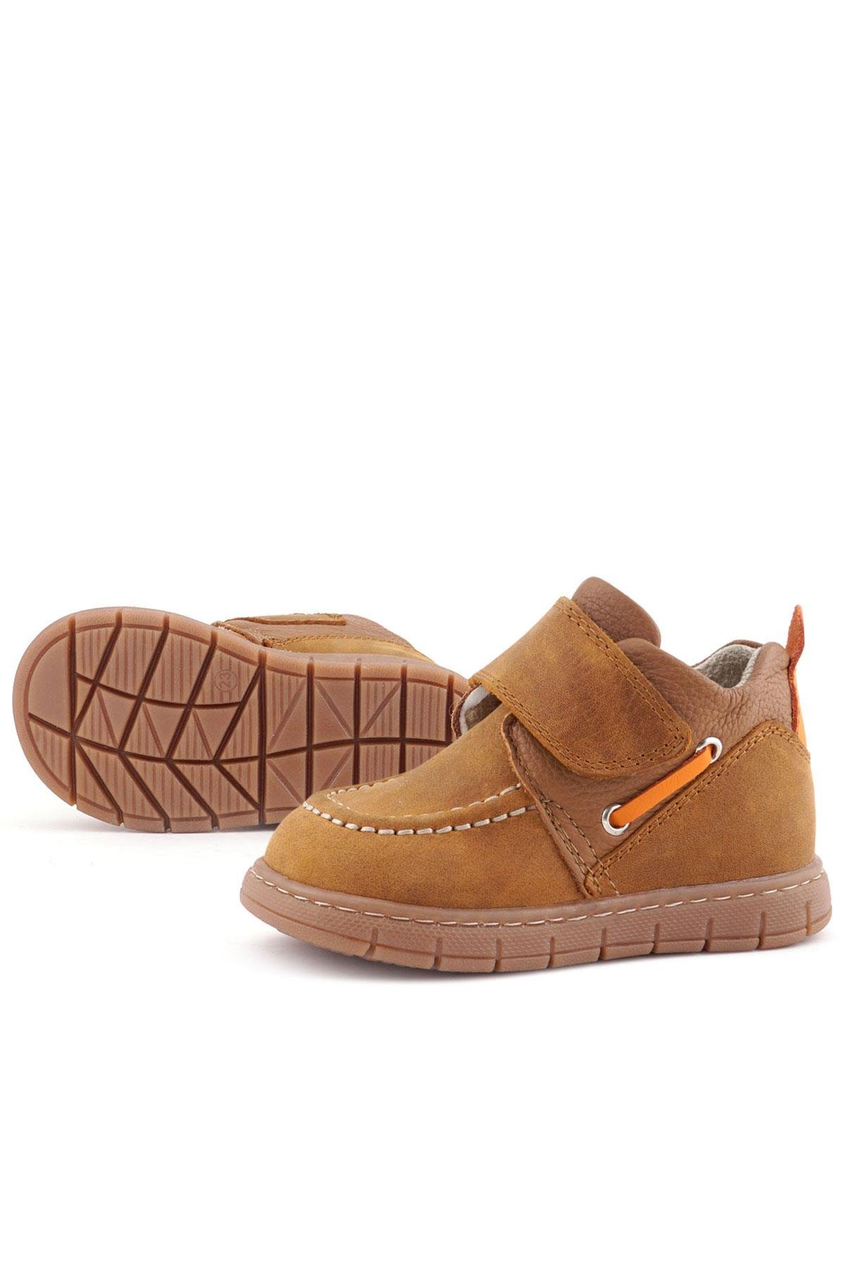 Hakiki Deri Taba Turuncu Cırt Cırtlı Bebek Bot - Görsel 7