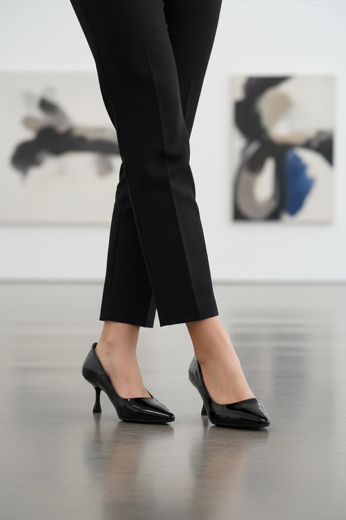 695033 Z Siyah Rugan Kadın Topuklu Ayakkabı - Görsel 2