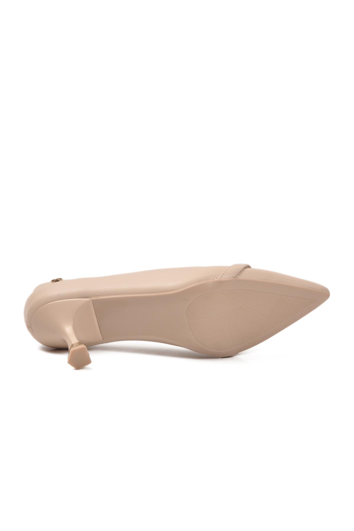 PC-55015 Z Krem Kadın Abiye Ayakkabı - Görsel 6