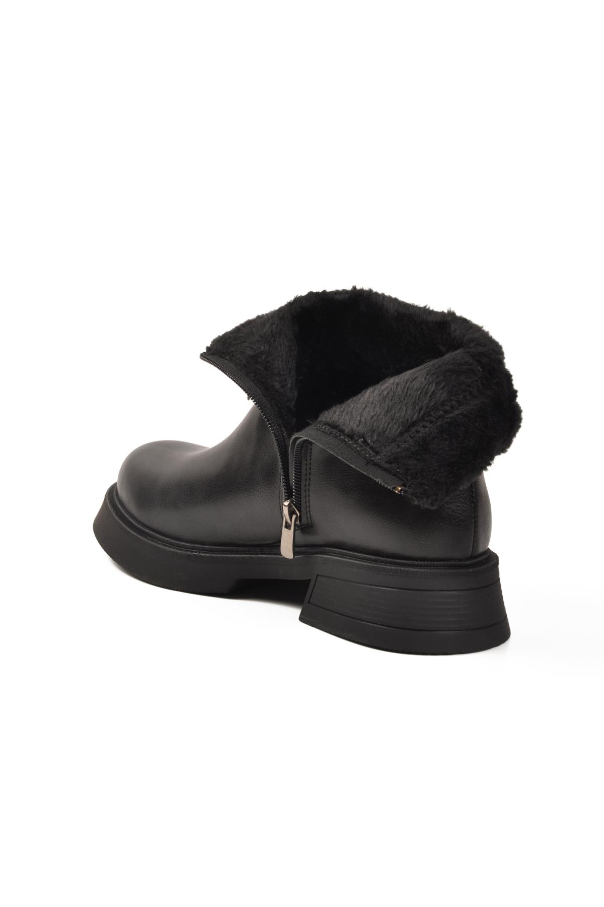 PC-55268 Z Kürklü Siyah Kadın Bot - Görsel 5