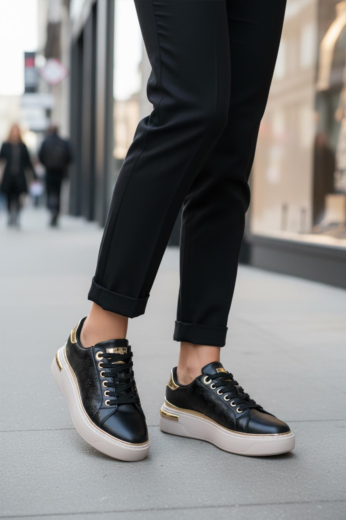 Lady 028 Z Desenli Siyah Kadın Sneaker - Görsel 2