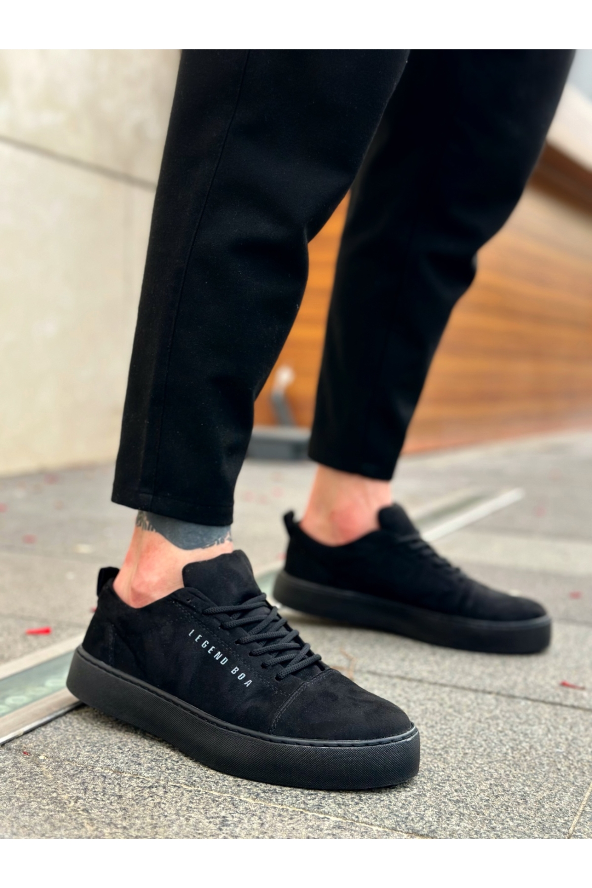 Bağcıklı Erkek Spor Ayakkabı SİYAH SÜET (SİYAH TABAN) - Görsel 2