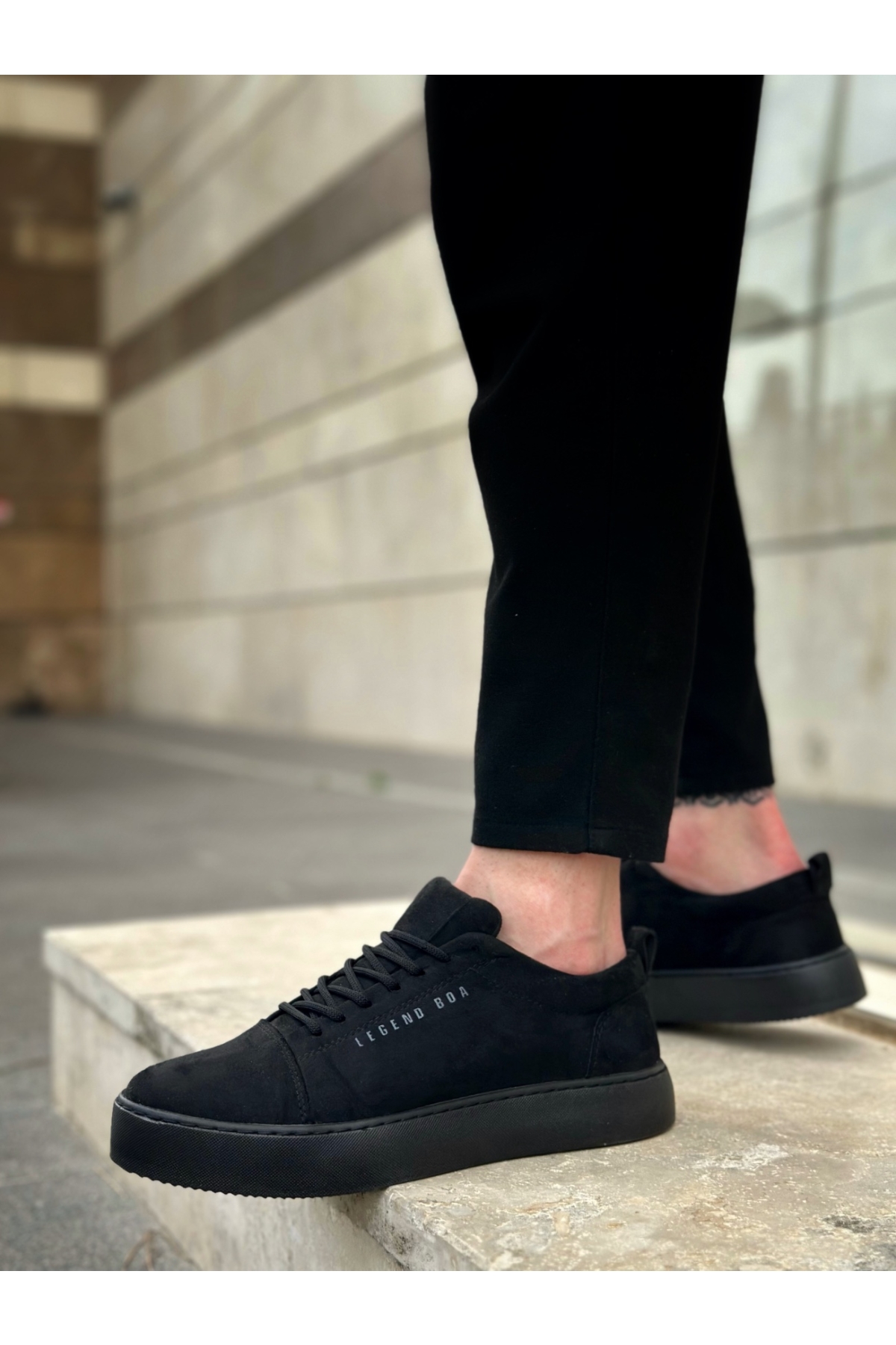 Bağcıklı Erkek Spor Ayakkabı SİYAH SÜET (SİYAH TABAN) - Görsel 3