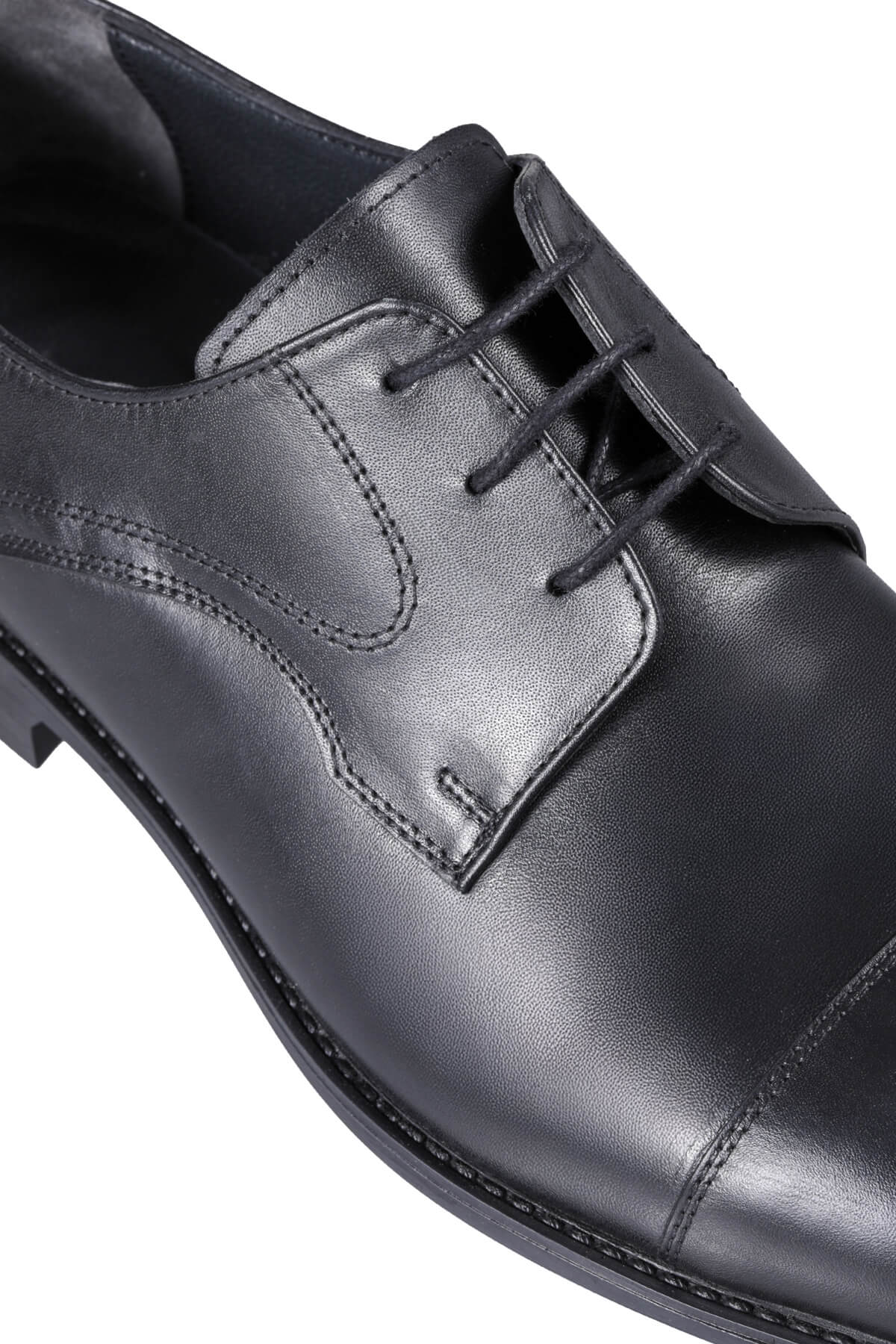 Siyah Klasik 100% Hakiki Deri Bağcıklı Ayakkabı - Görsel 4