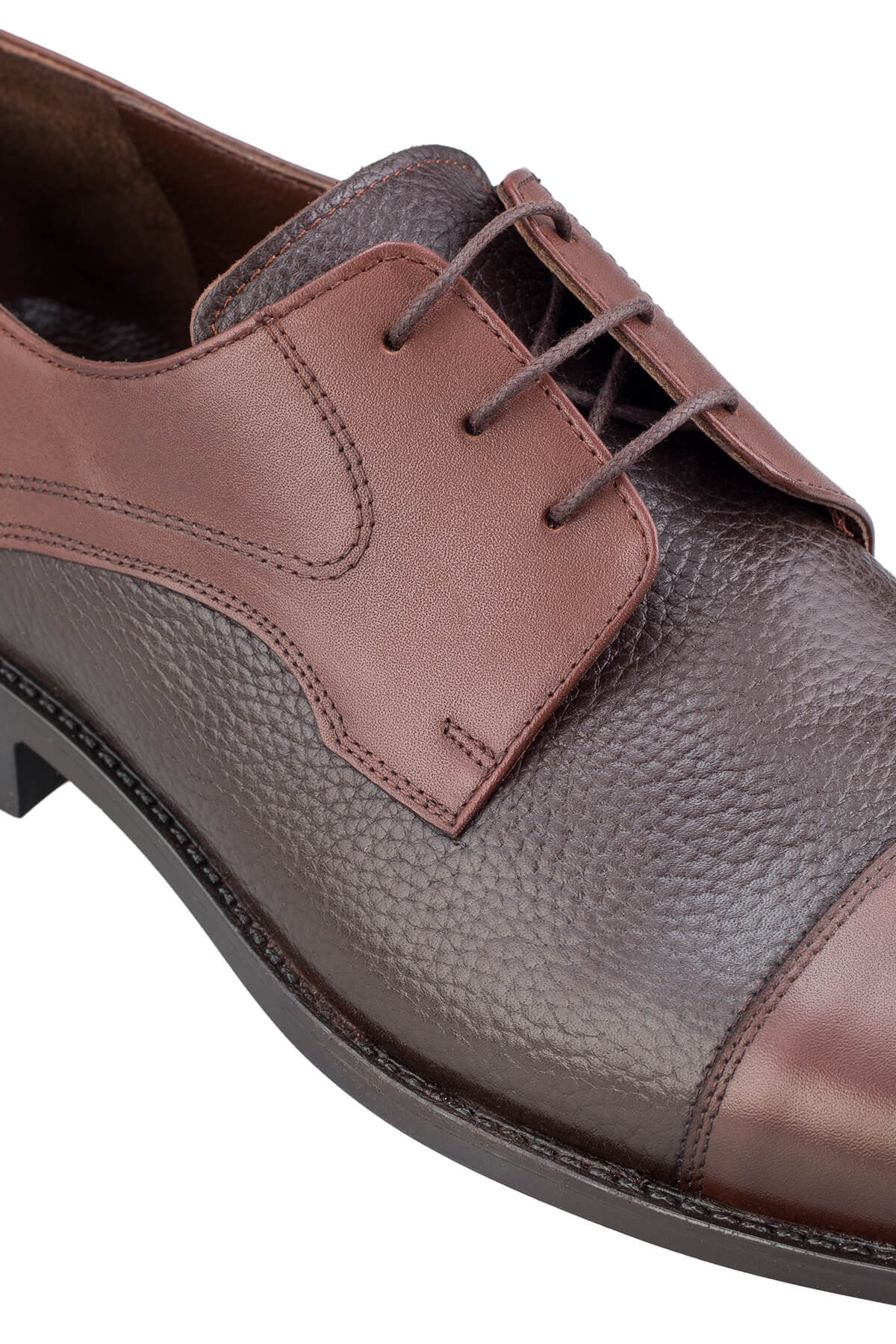 Kahverengi Klasik 100% Hakiki Deri Bağcıklı Ayakkabı - Görsel 4