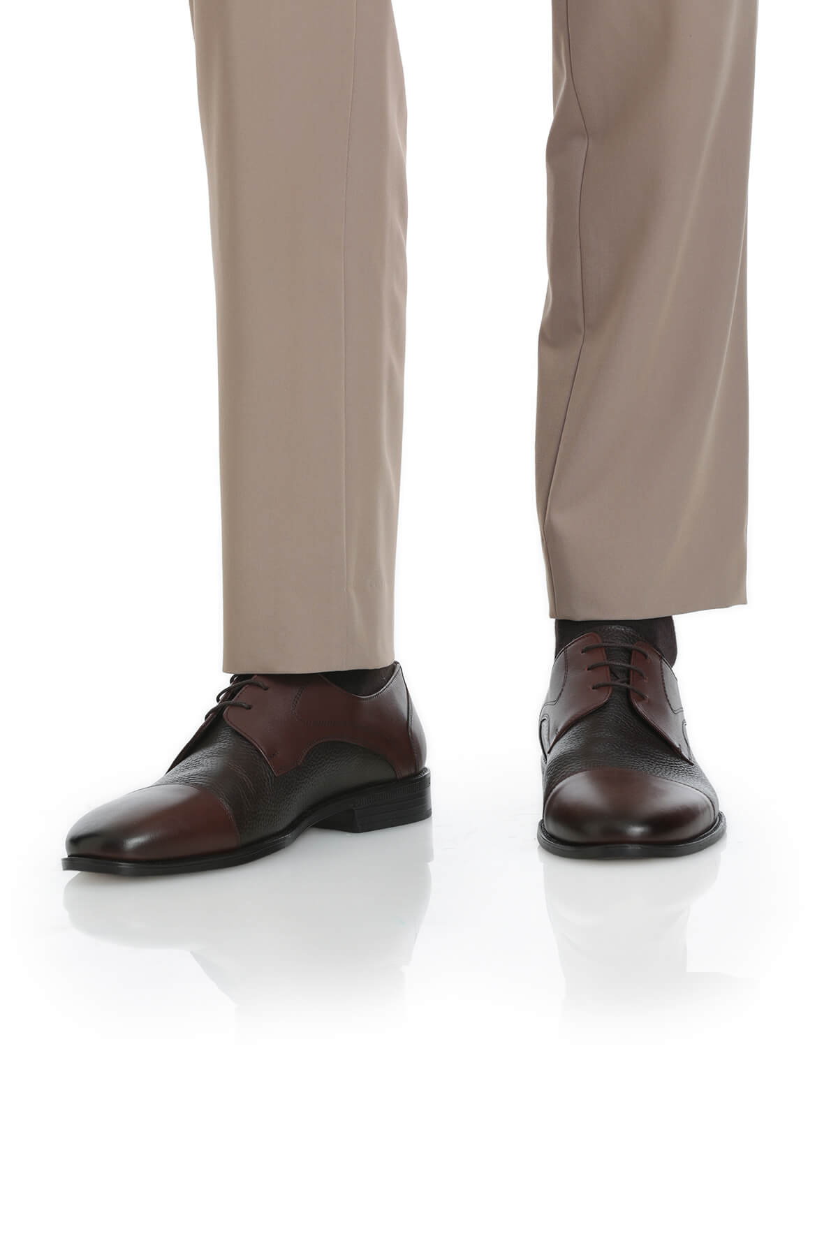 Kahverengi Klasik 100% Hakiki Deri Bağcıklı Ayakkabı - Görsel 9