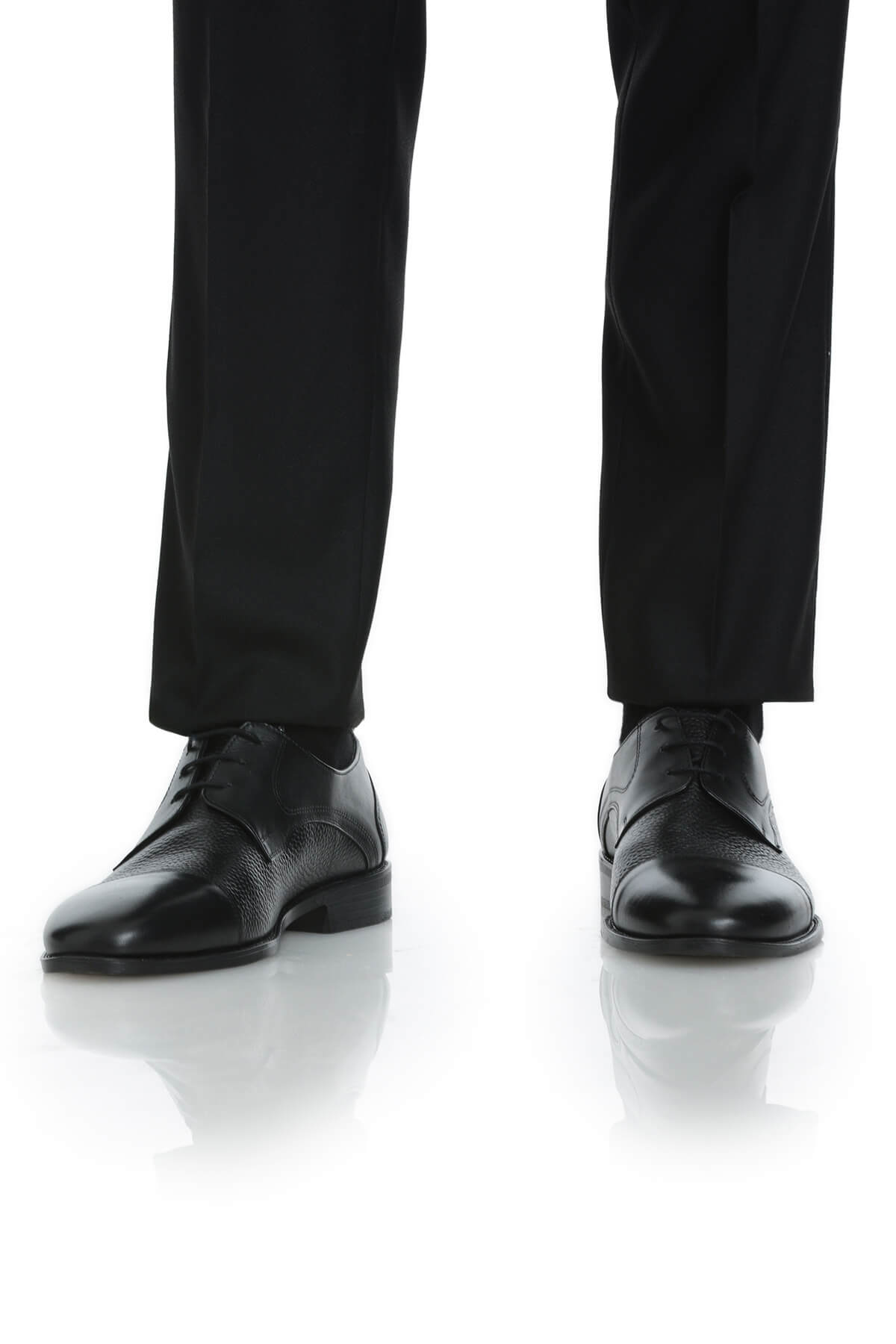 Siyah Klasik 100% Hakiki Deri Bağcıklı Ayakkabı - Görsel 7