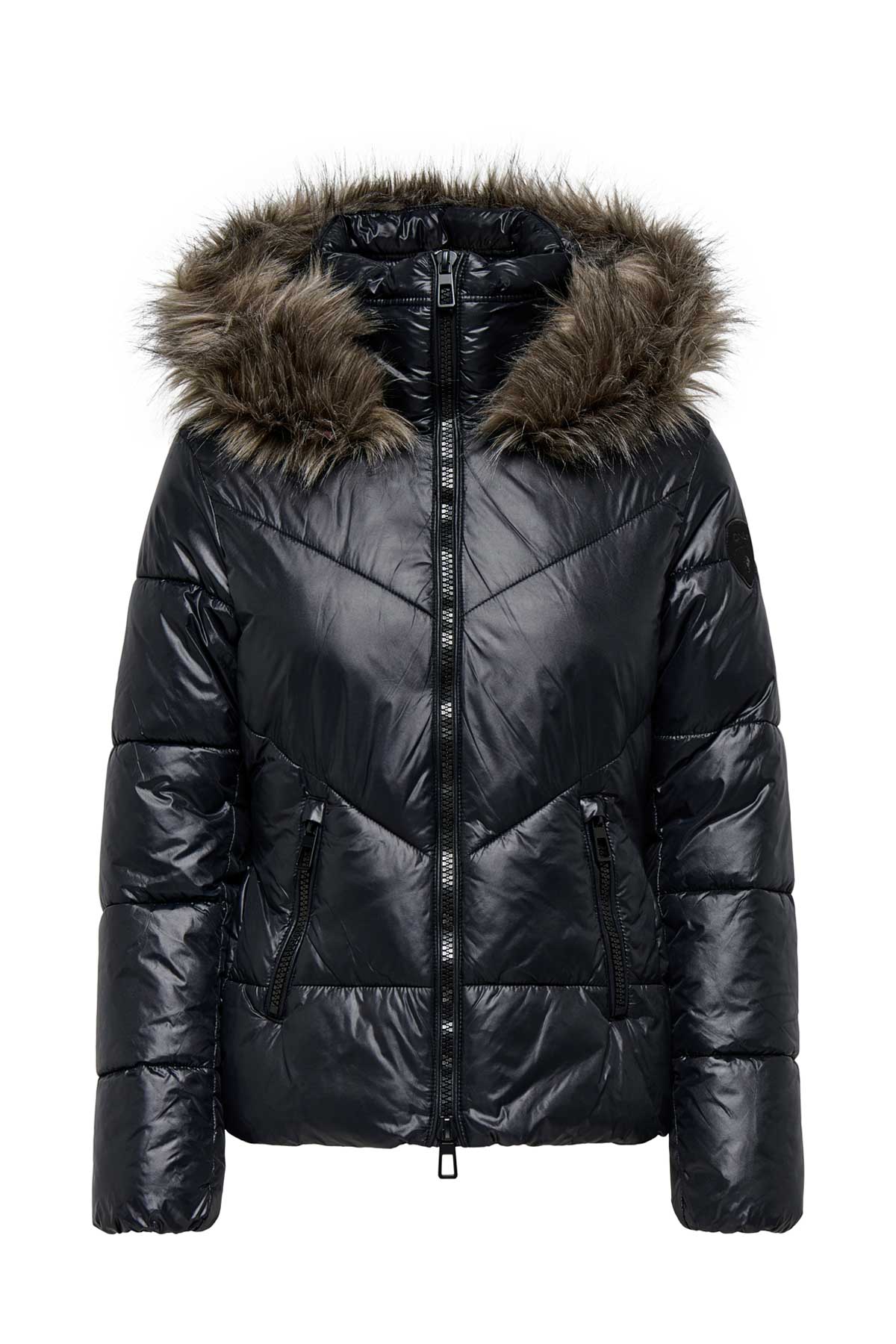 ONLY ONLFEVER Giacca A Vento Imbottita Da Donna, Puffer Jacket, Nera, Con Cappuccio, Lunga
