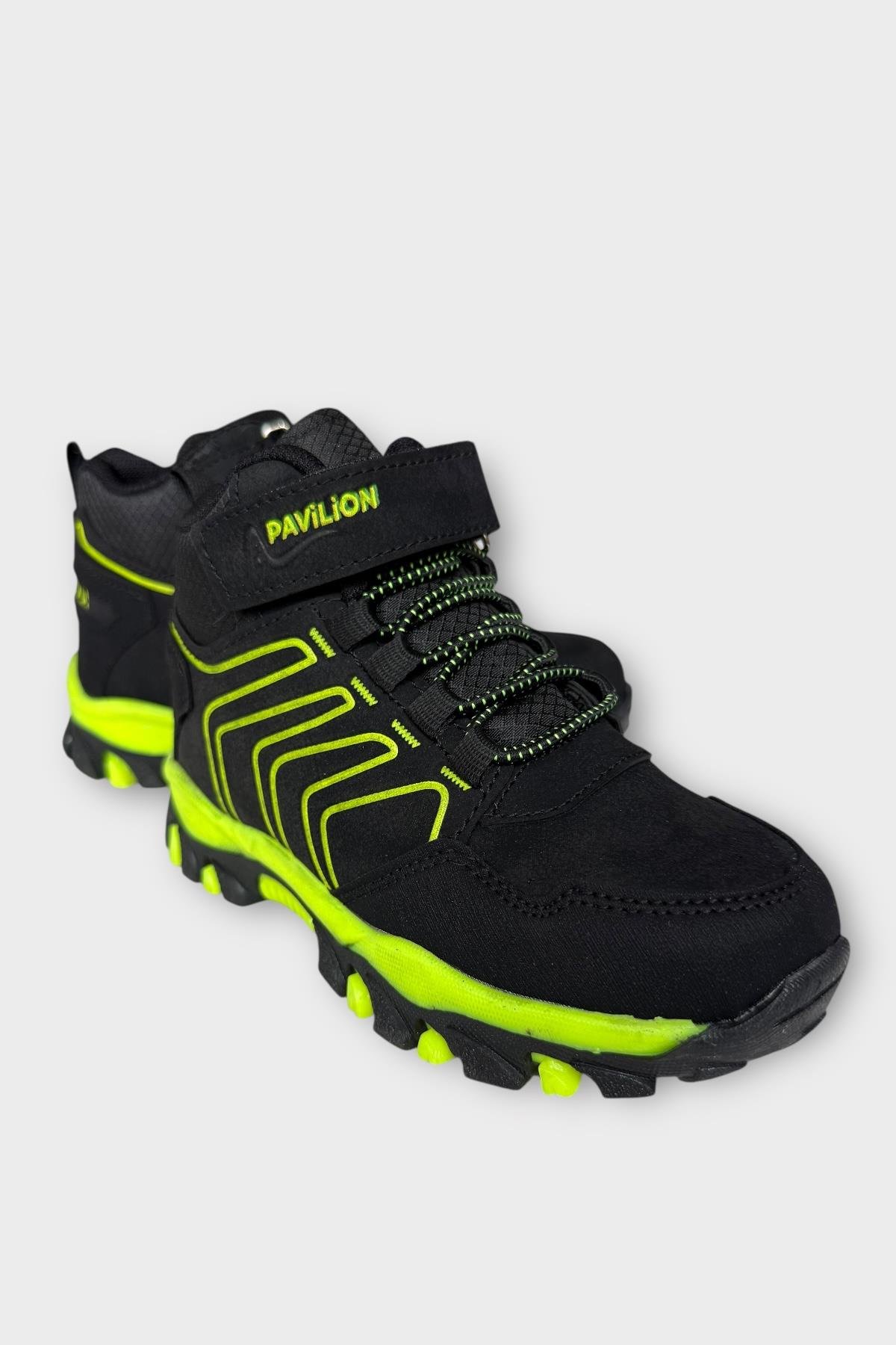 Çocuk Cırtlı Bağcık Detaylı Su ve Soğuk Geçirmez Bot SİYAH - YEŞİL - Görsel 2