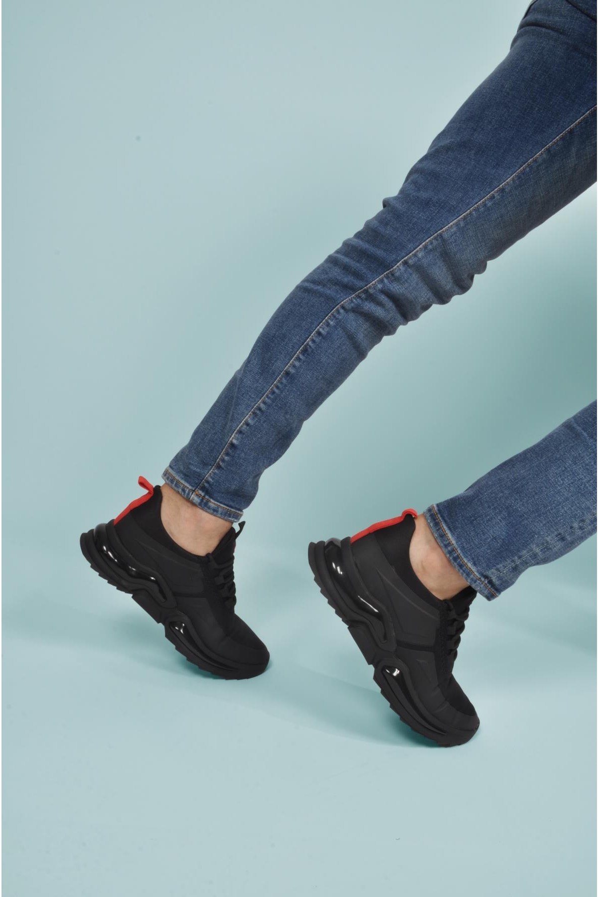 Than 836 M Siyah-Kırmızı Fileli Erkek Spor Ayakkabı - Görsel 5