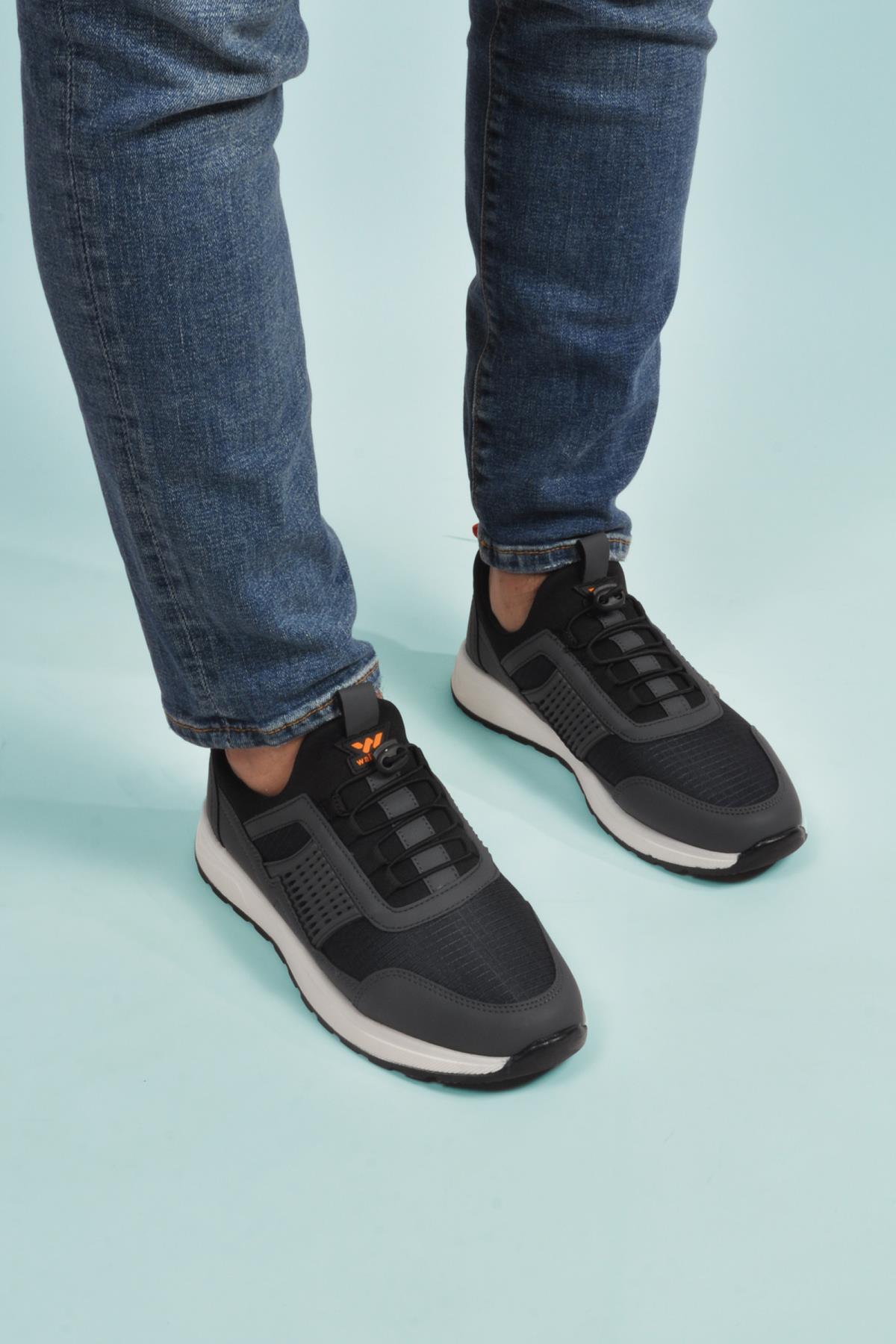 Nans 6006 M Füme Fileli Kilit Bağcıklı Erkek Spor Ayakkabı - Görsel 4