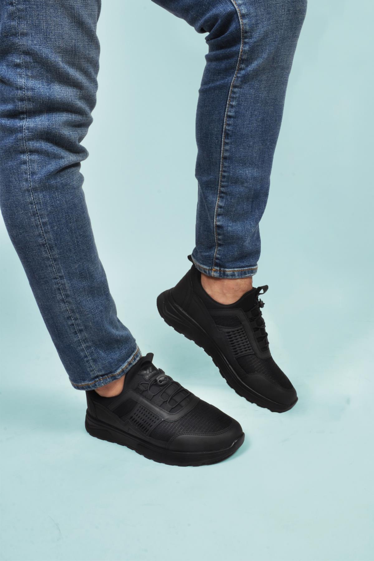 Nans 6006 M Siyah Fileli Kilit Bağcıklı Erkek Spor Ayakkabı - Görsel 2