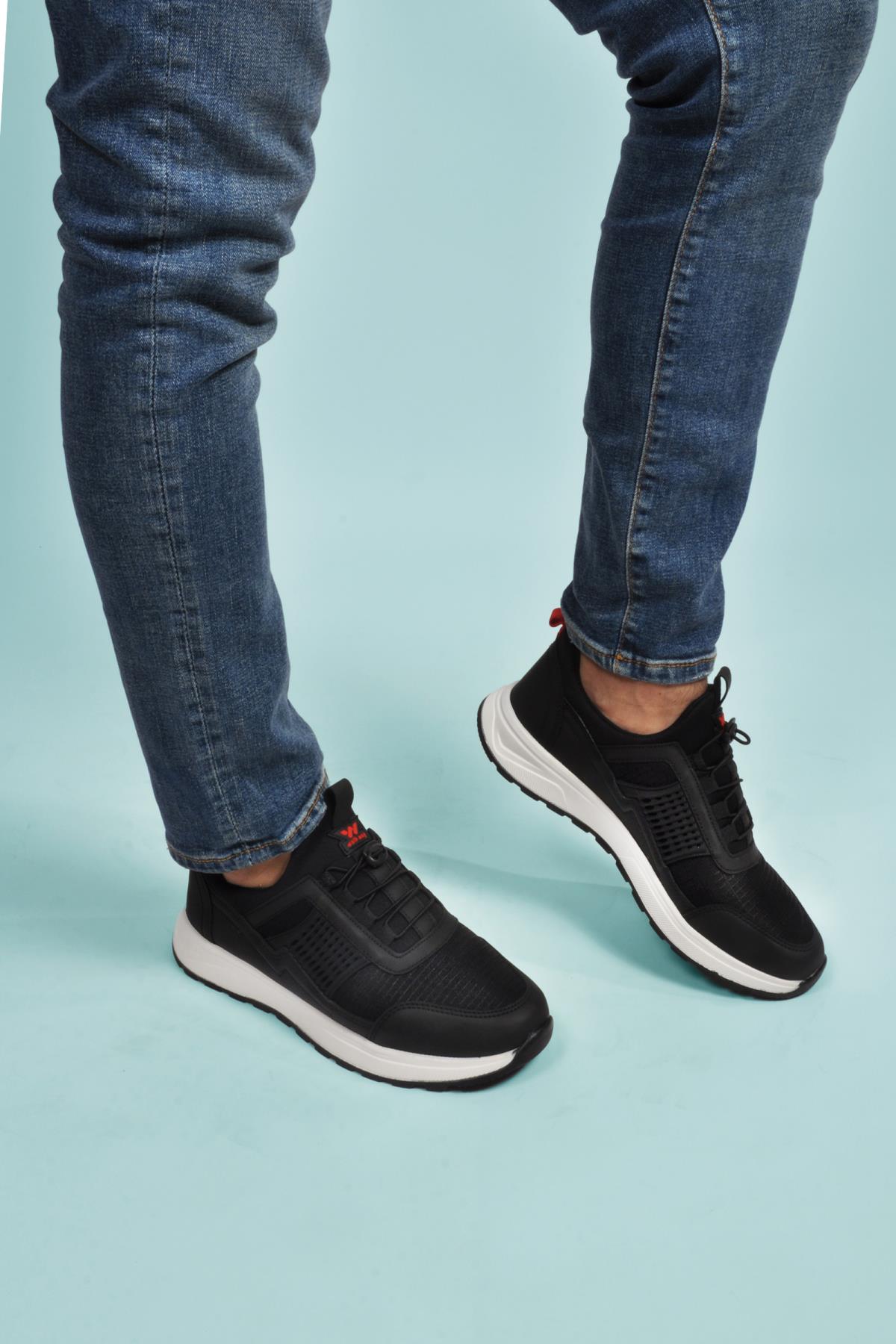 Nans 6006 M Siyah-Kırmızı Kilit Bağcıklı Hafif Erkek Spor Ayakkabı - Görsel 2