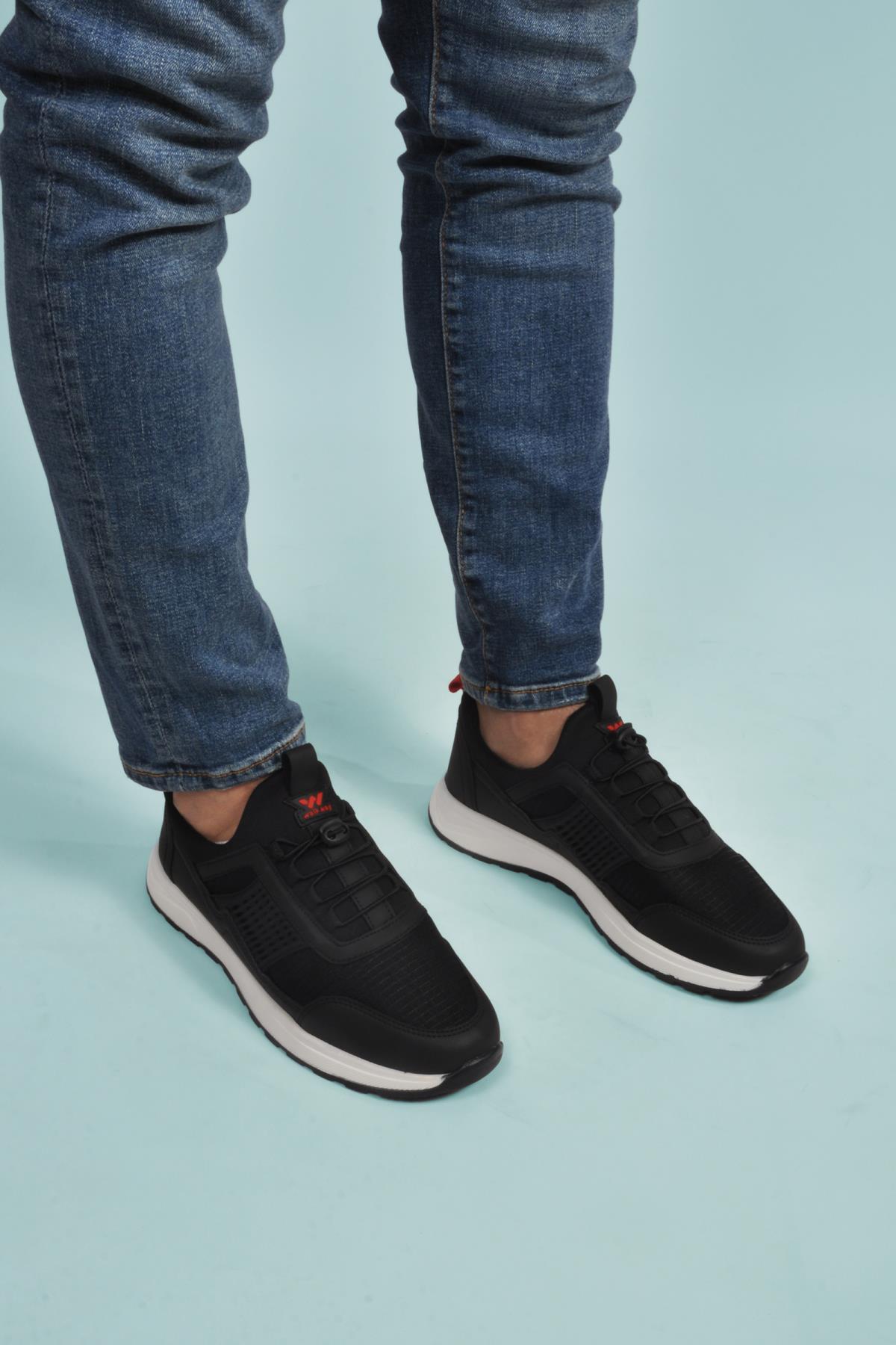 Nans 6006 M Siyah-Kırmızı Kilit Bağcıklı Hafif Erkek Spor Ayakkabı - Görsel 4