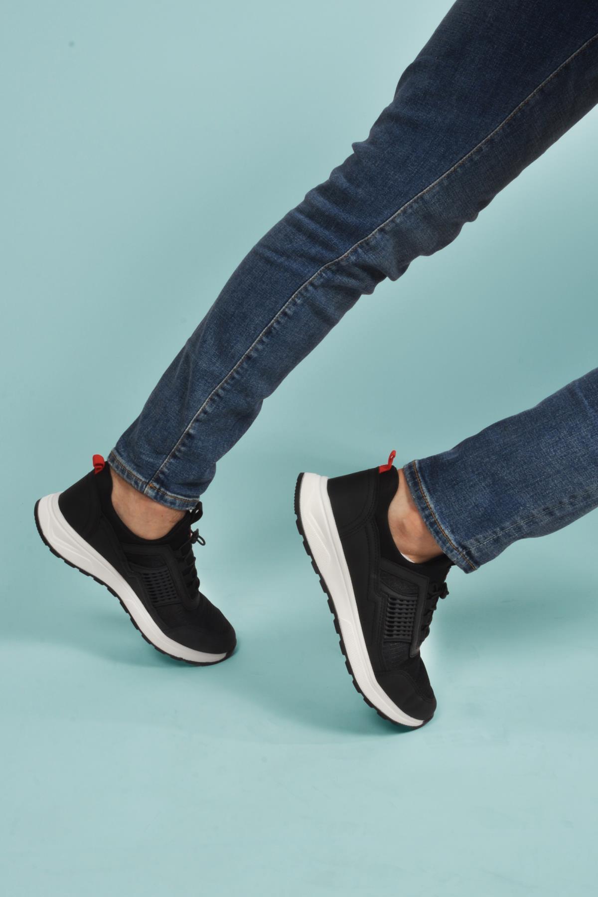 Nans 6006 M Siyah-Kırmızı Kilit Bağcıklı Hafif Erkek Spor Ayakkabı - Görsel 5