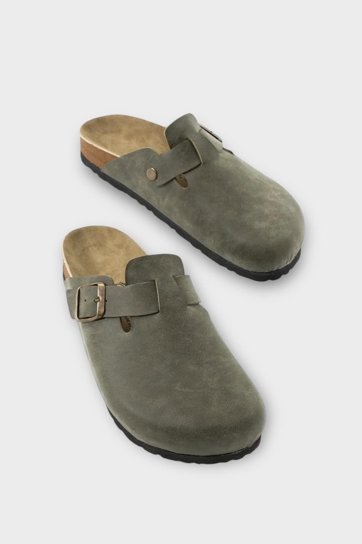 Mantar Taban Boston Birkens Model Günlük Sabo Unisex Ev Terliği HAKİ - Görsel 4