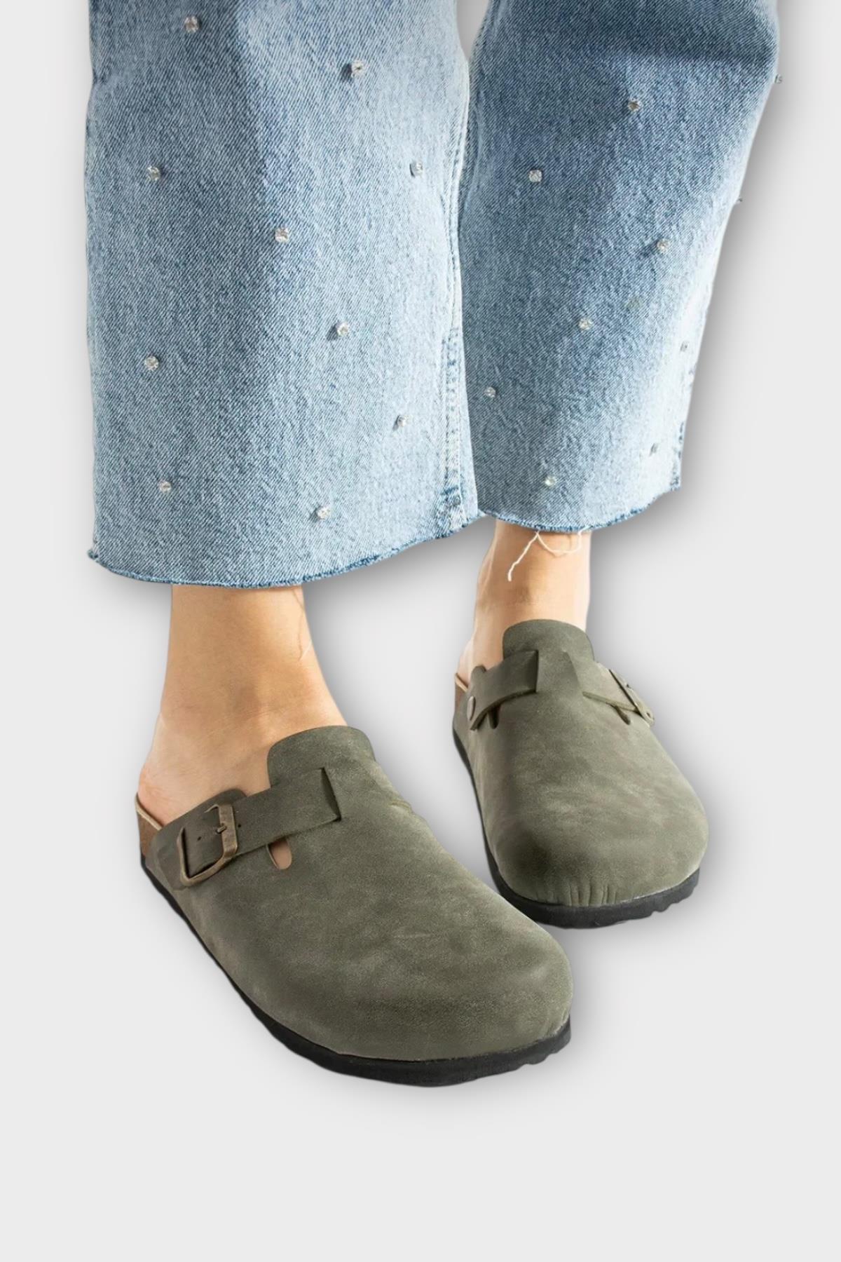 Mantar Taban Boston Birkens Model Günlük Sabo Unisex Ev Terliği HAKİ - Görsel 6