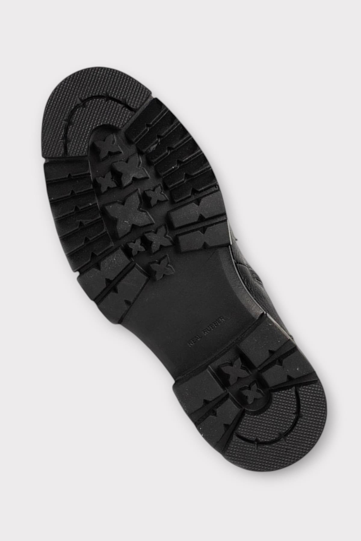 Erkek İçi Kürklü Hakki Deri Fermuarlı Kaydırmaz Termo Taban Bot SİYAH - Görsel 11