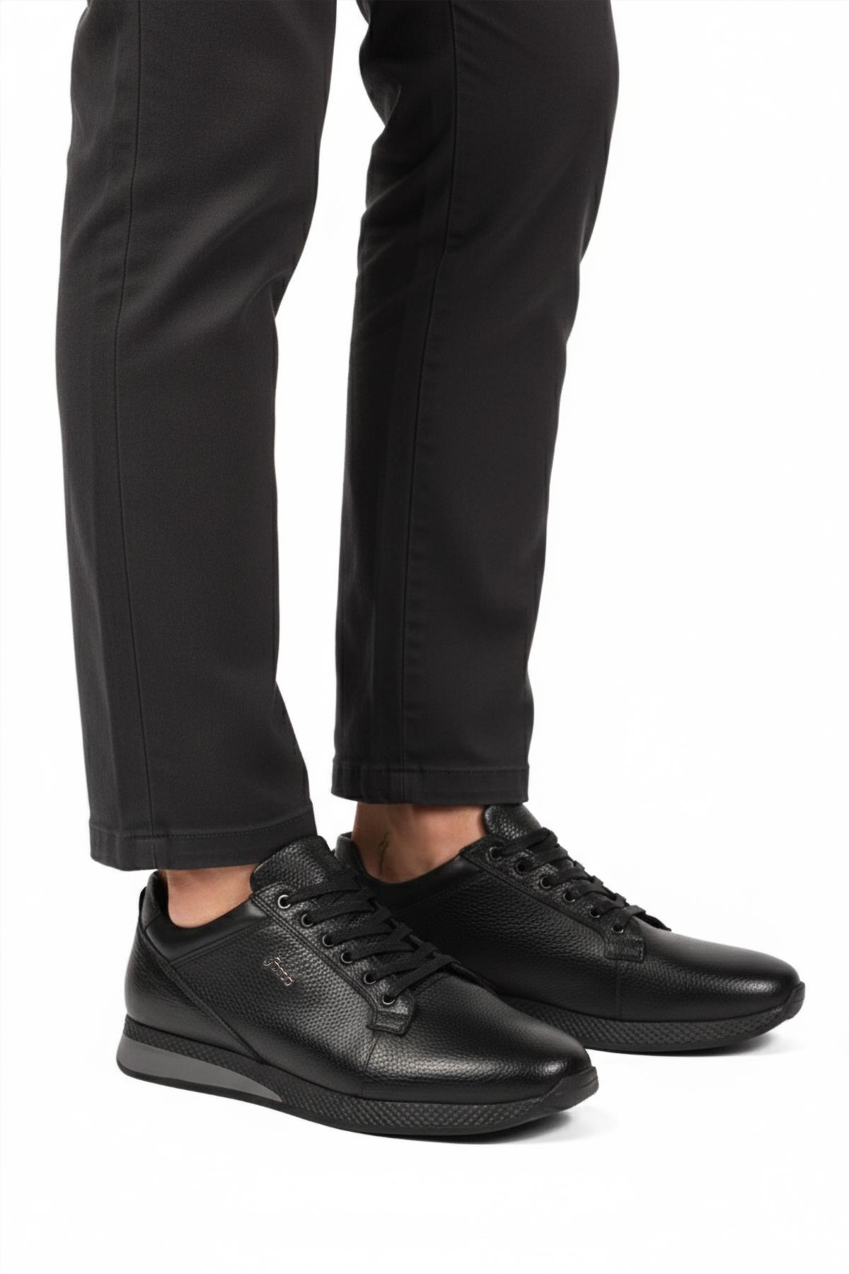 3235 M Siyah Floter Hakiki Deri Erkek Günlük Ayakkabı - Görsel 4