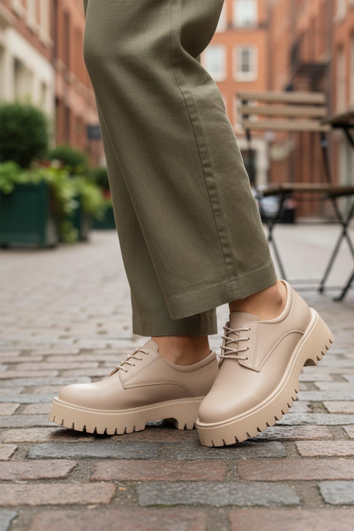 572451 Z Bej Cilt Kadın Günlük Ayakkabı - Görsel 2