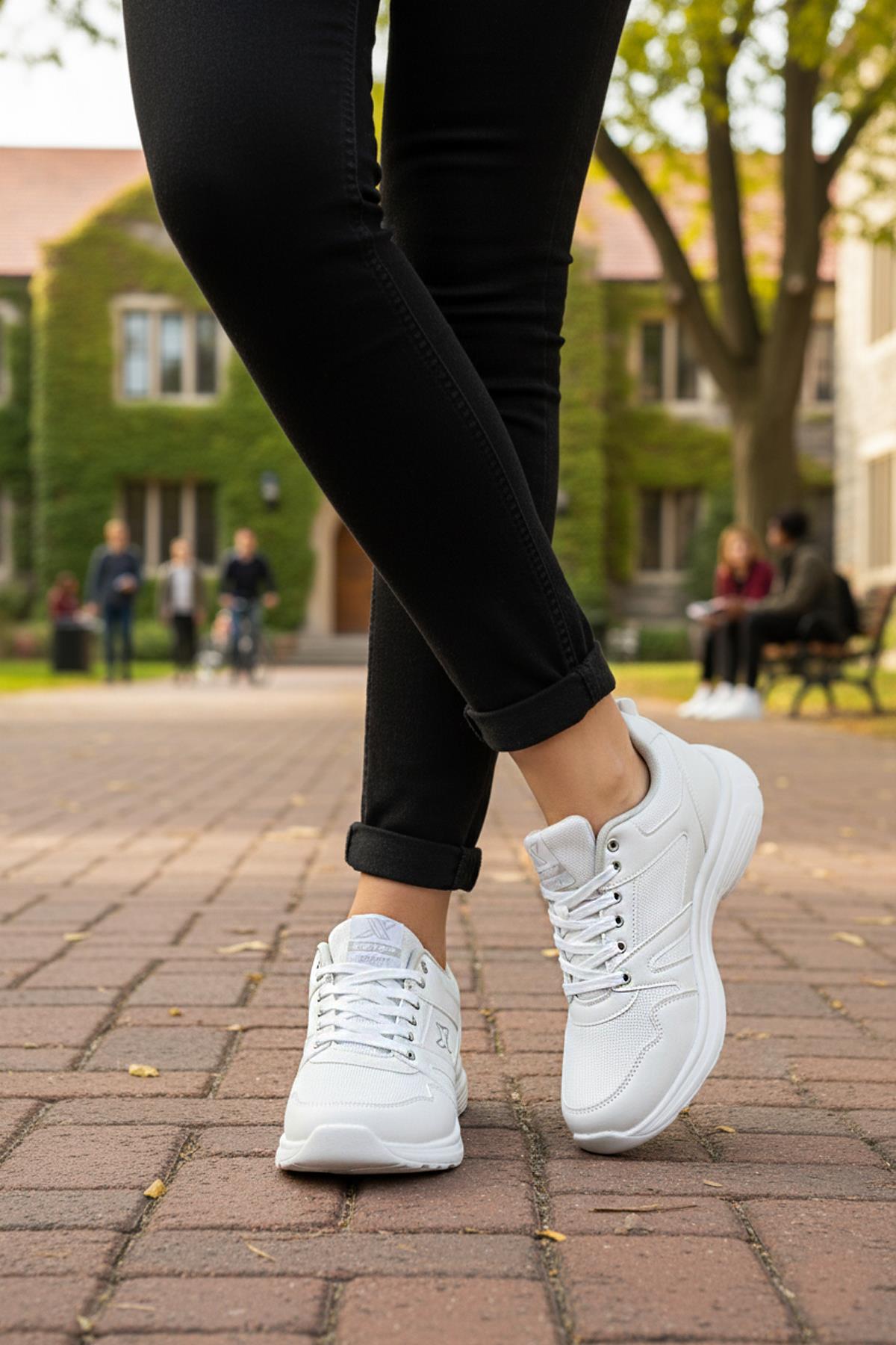 Beyaz-Beyaz Unisex Mevsimlik Spor Ayakkabı - Görsel 2