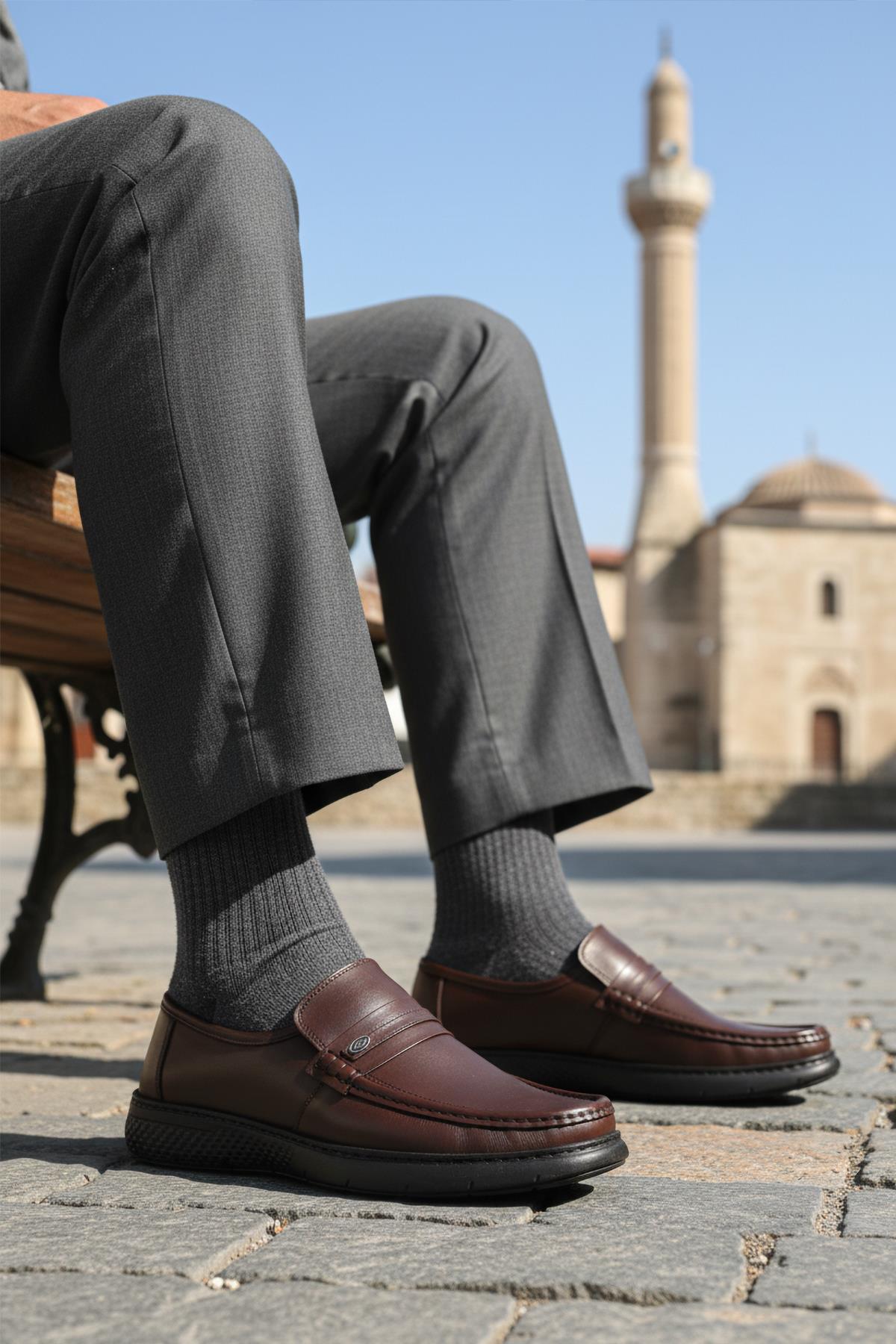 DSN 2030 M Kahve Hakiki Deri Erkek Günlük Ayakkabı - Görsel 2