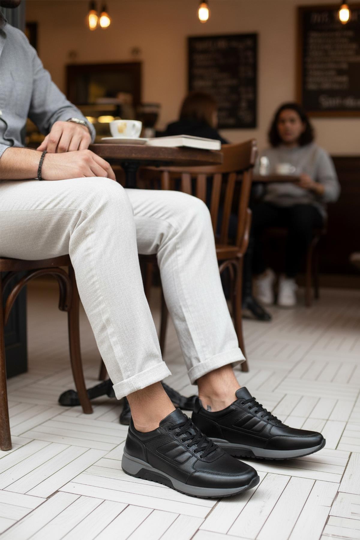 2720-1 M Siyah Hakiki Deri Erkek Günlük Ayakkabı - Görsel 2