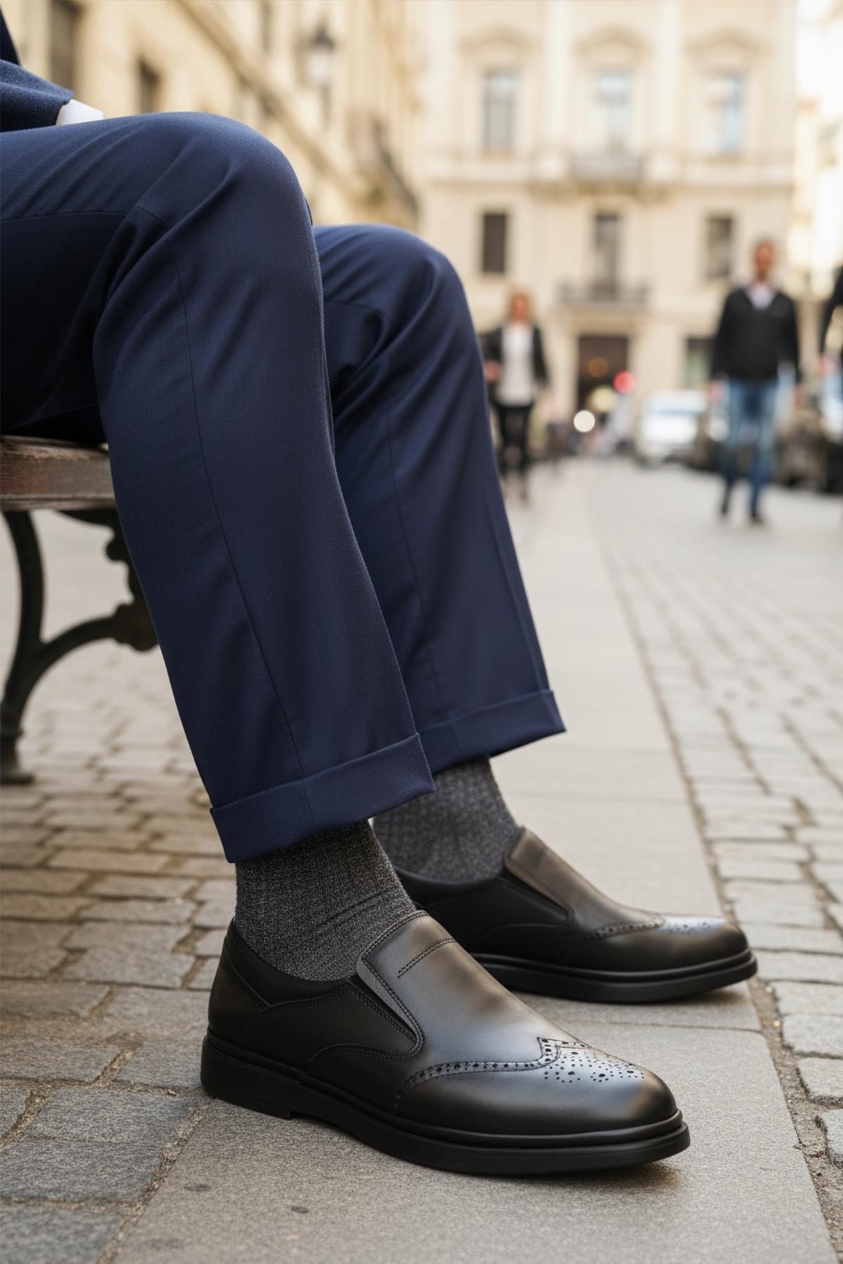 DSN 2031 M Siyah Hakiki Deri Erkek Günlük Ayakkabı - Görsel 2