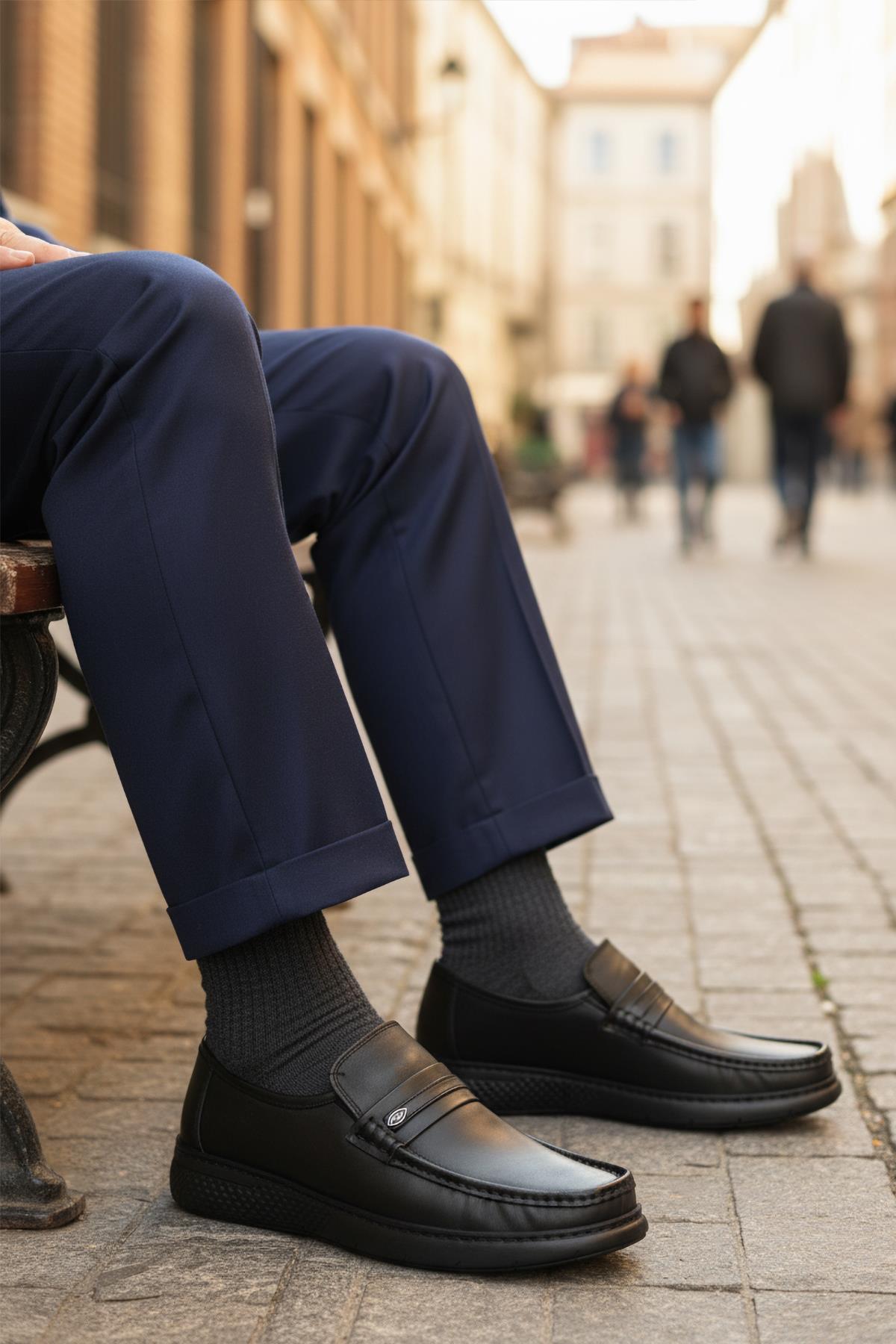 DSN 2030 M Siyah Hakiki Deri Erkek Günlük Ayakkabı - Görsel 2