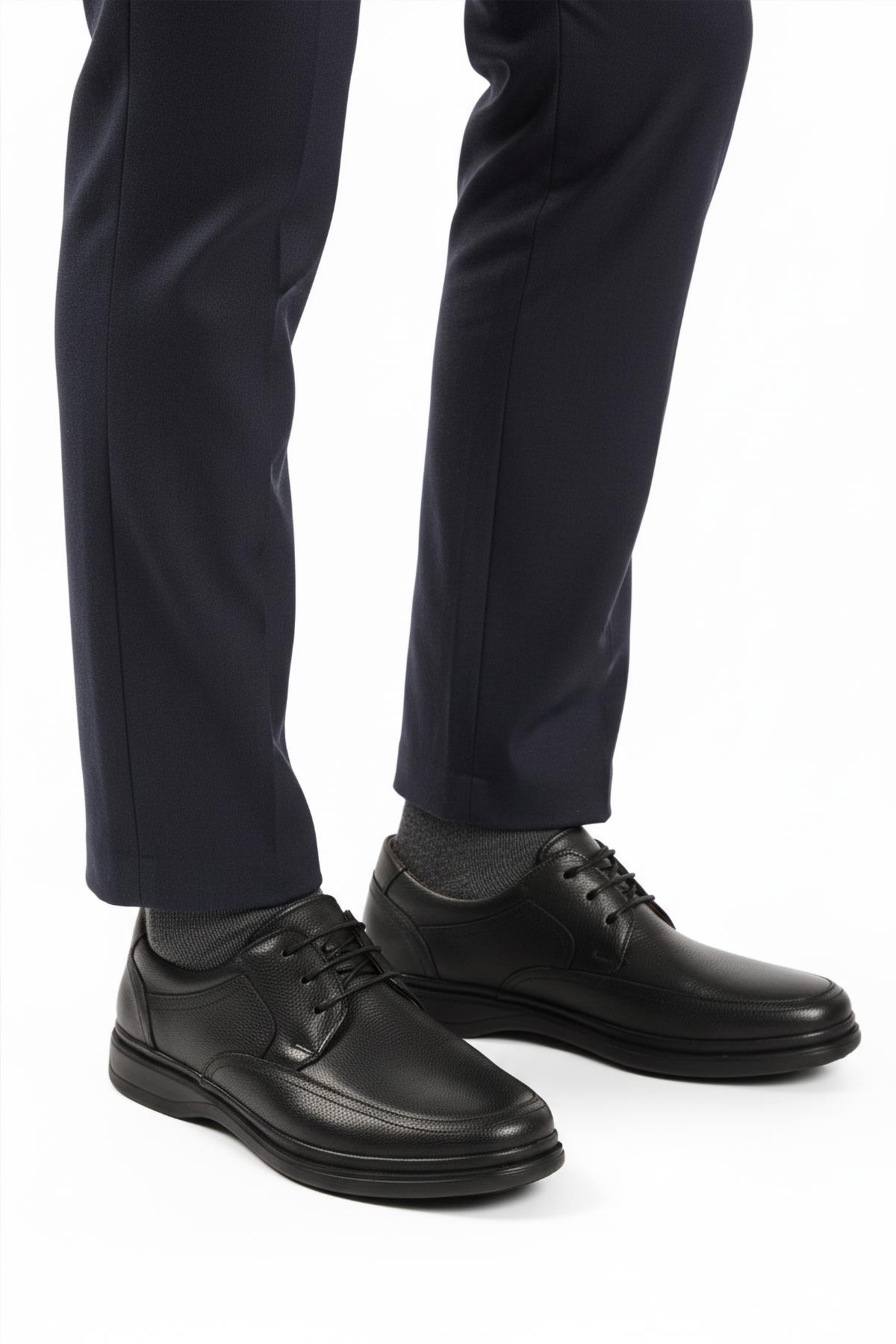 Siyah Kırışık Hakiki Deri Erkek Günlük Ayakkabı DSN 2038 M - Görsel 4
