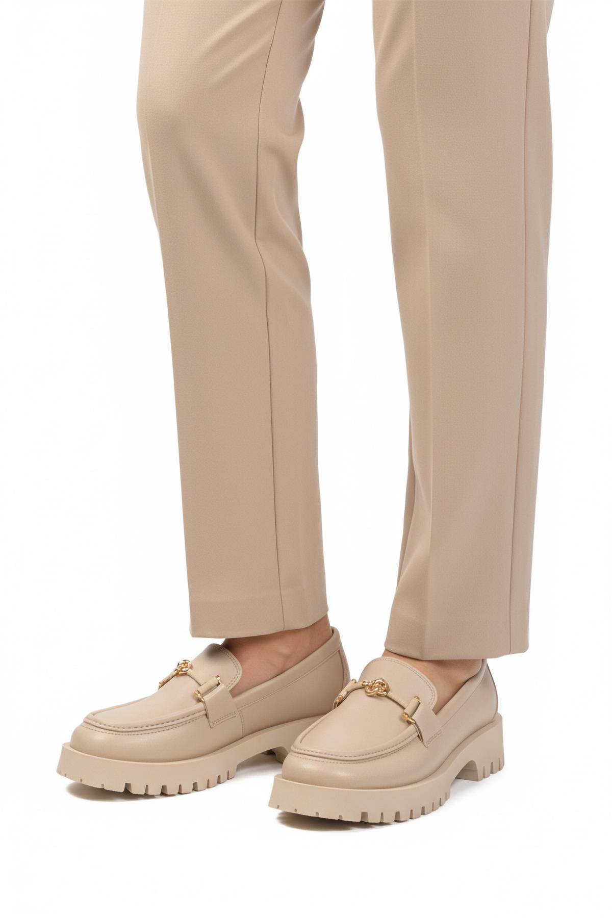 547825 Z Bej Kadın Tokalı Günlük Ayakkabı - Görsel 4