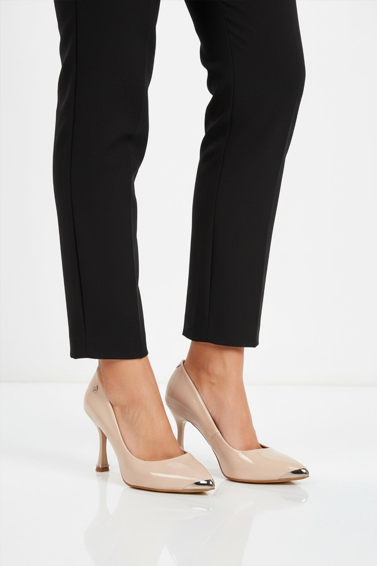 PC-55118 Z Bej Rugan Kadın Abiye Ayakkabı - Görsel 4